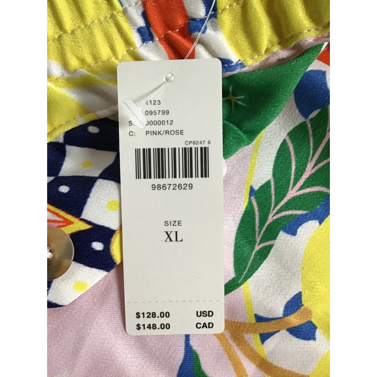Anthropologie Women’s Pink Citrus Tile Print Wide Leg Pants Size XL NWT