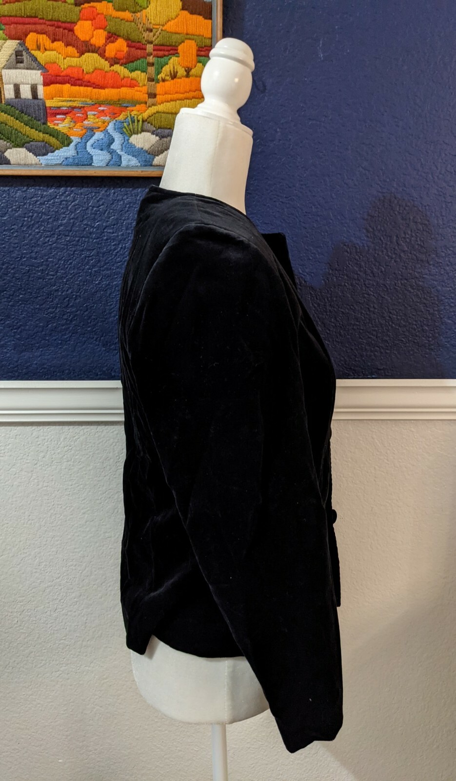 VTG Tan Jay Nygard Black Velvet Lined Holiday Formal Blazer Jacket Sz 6 Small S
