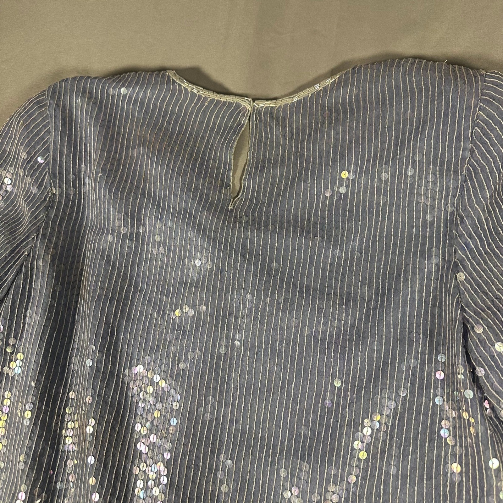 Jewel Queen Silk Beaded Sequin 2 Piece Skirt Set Medium Blue Waist 19″ Flat