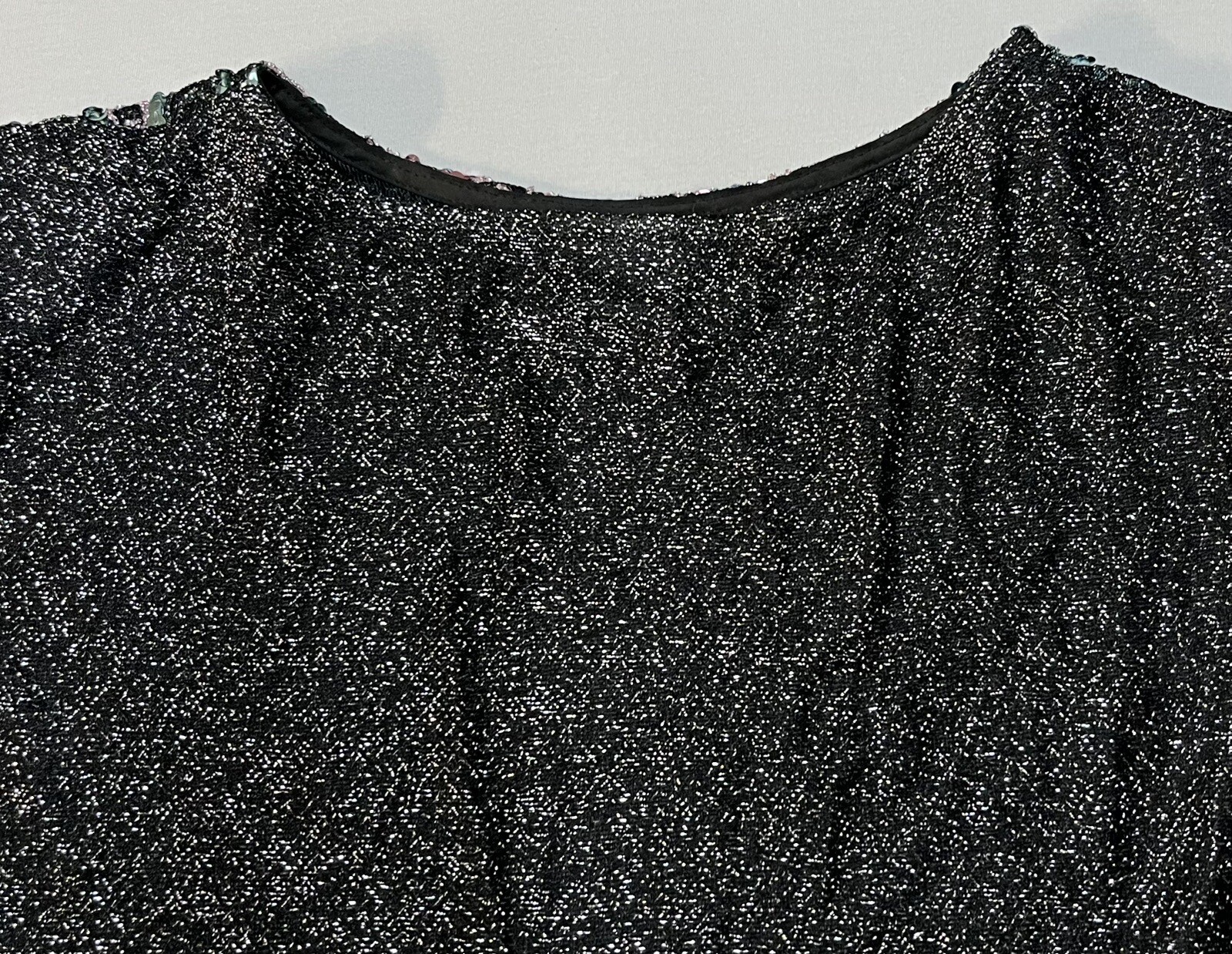 Vintage 1970s Joanna Sequin Sparkle Disco Top Made USA Chest 36” Shoulder Pads