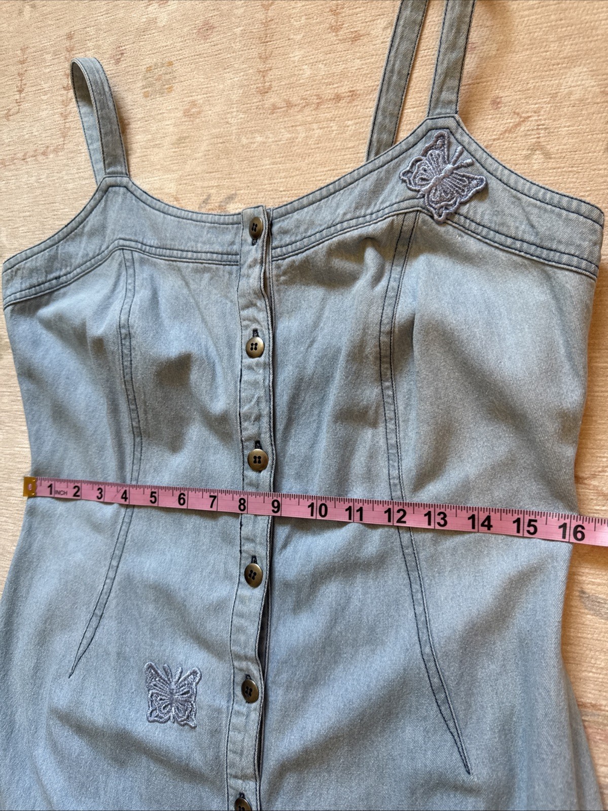 Vintage Together Denim Fringe Butterfly Cutouts Dress Cowgirl Western Festival M