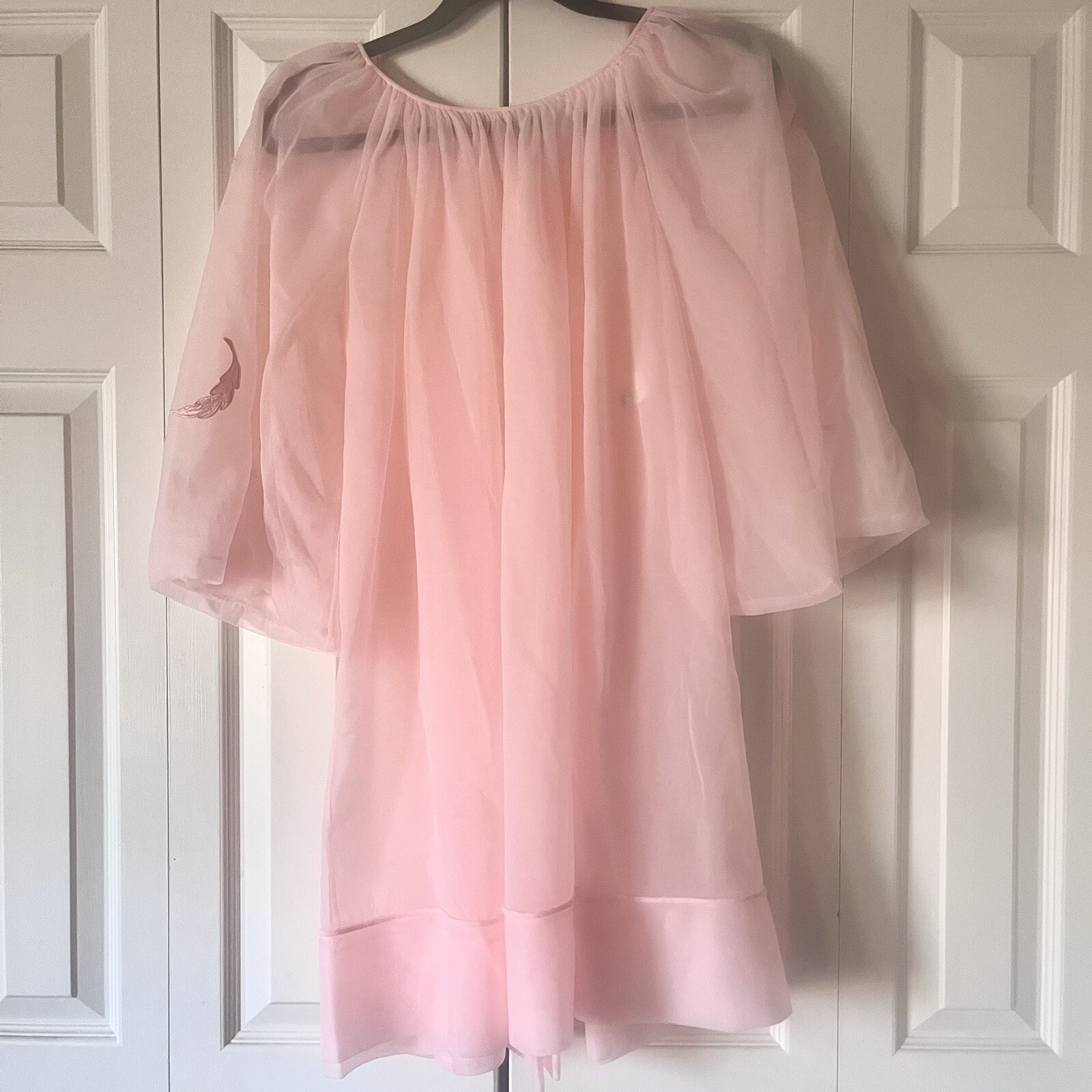 Vintage Airy Sheer Cotton Candy Pink Chiffon Peignoir Small