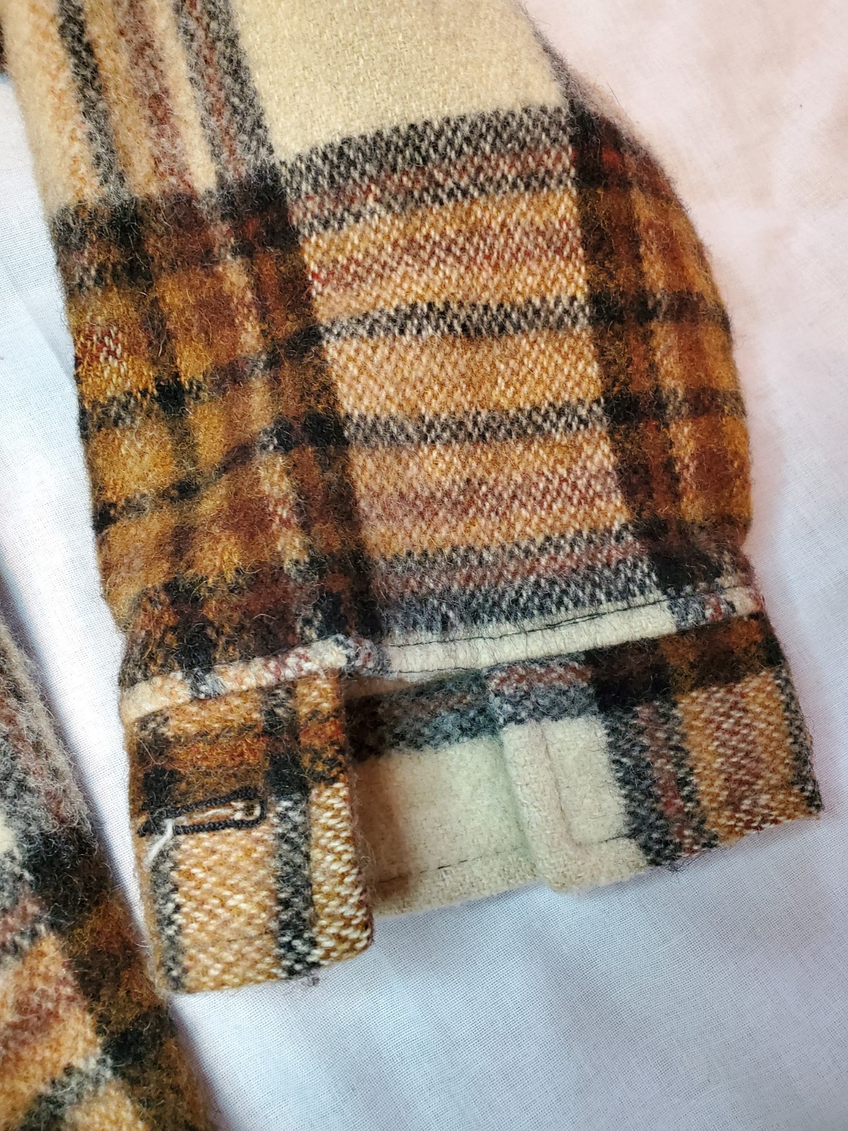 Vintage Wool Mohair Brown Plaid Canadian Camper Coat Bell Shirt Womens Medium
