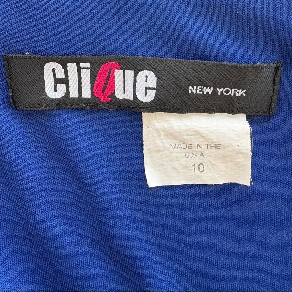 Clique USA Beaded Dress 10 [S] Asymmetric Hem Blue Rhinestones Wedding Guest