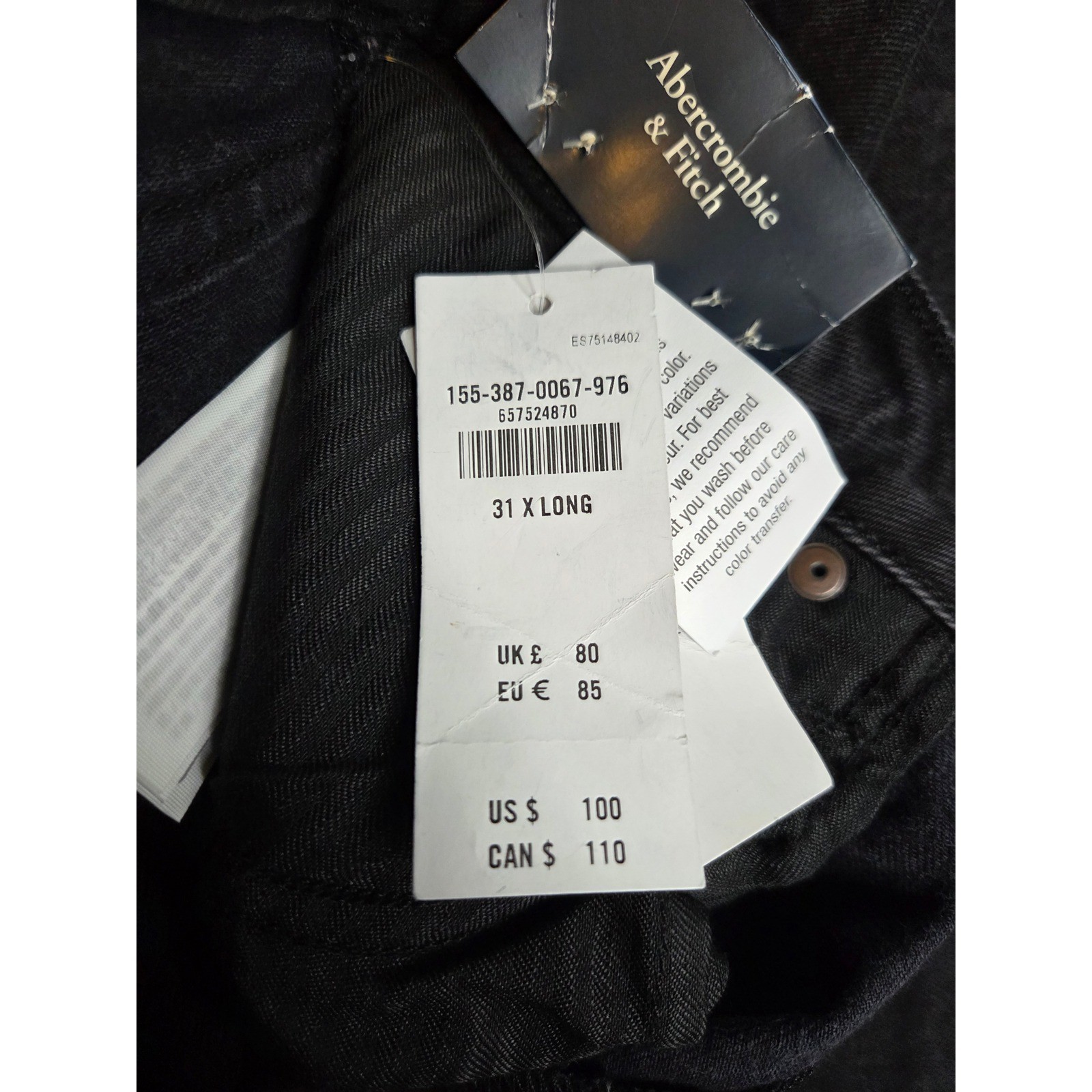 NWT Abercrombie Curve Love High Rise ’90s Relaxed Jeans Black 31 / 12 XL