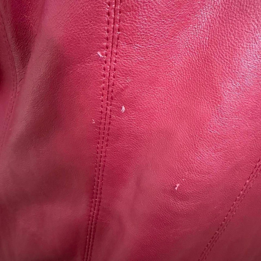 Vintage Red Genuine 100% Leather Zip Jacket Women’s Fitted Moto Classic Y2K