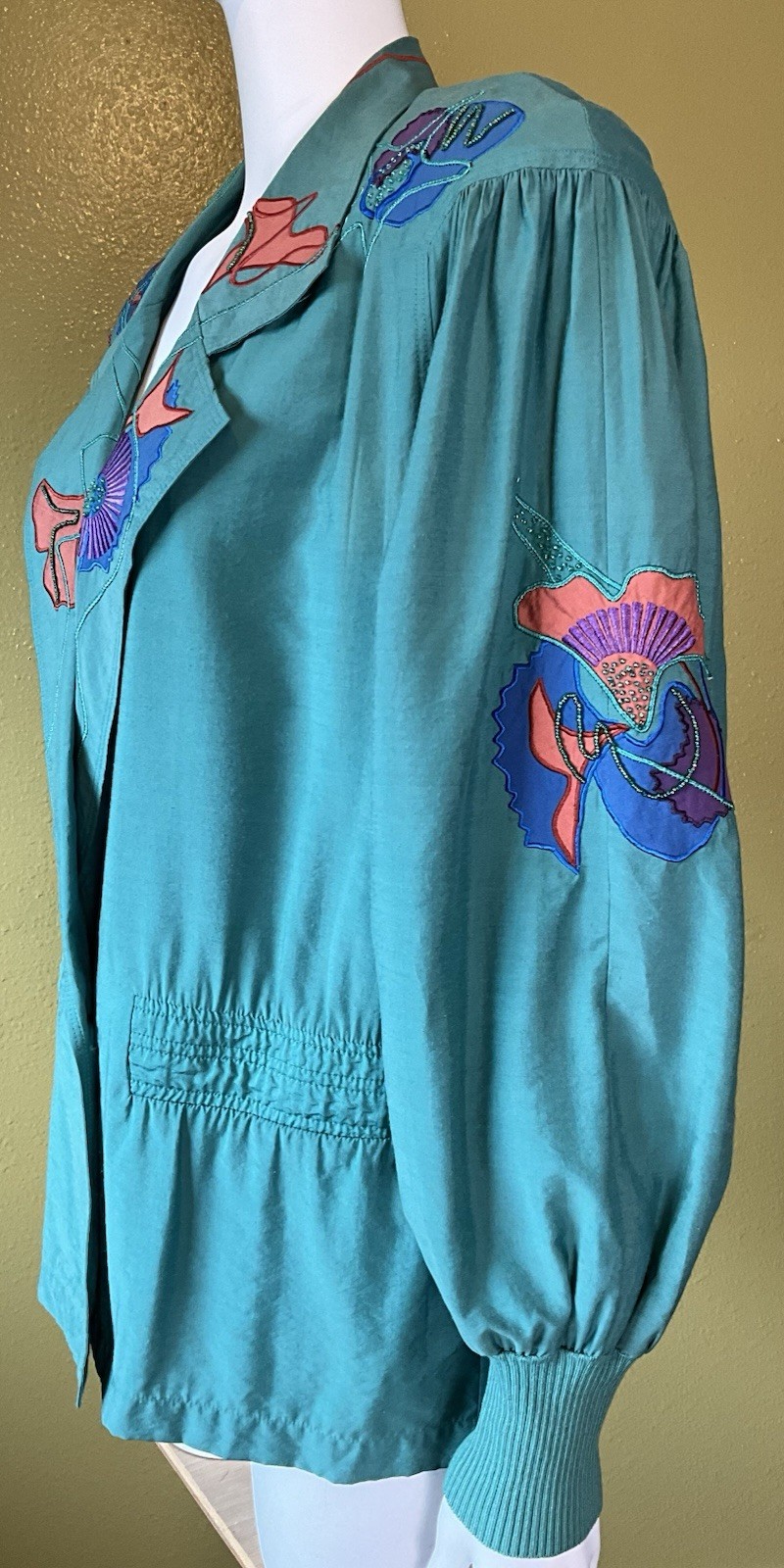Vtg 80s Marc D’arcy Jacket Embroidered Beaded Applique Shoulder Pads Sz 4 Button