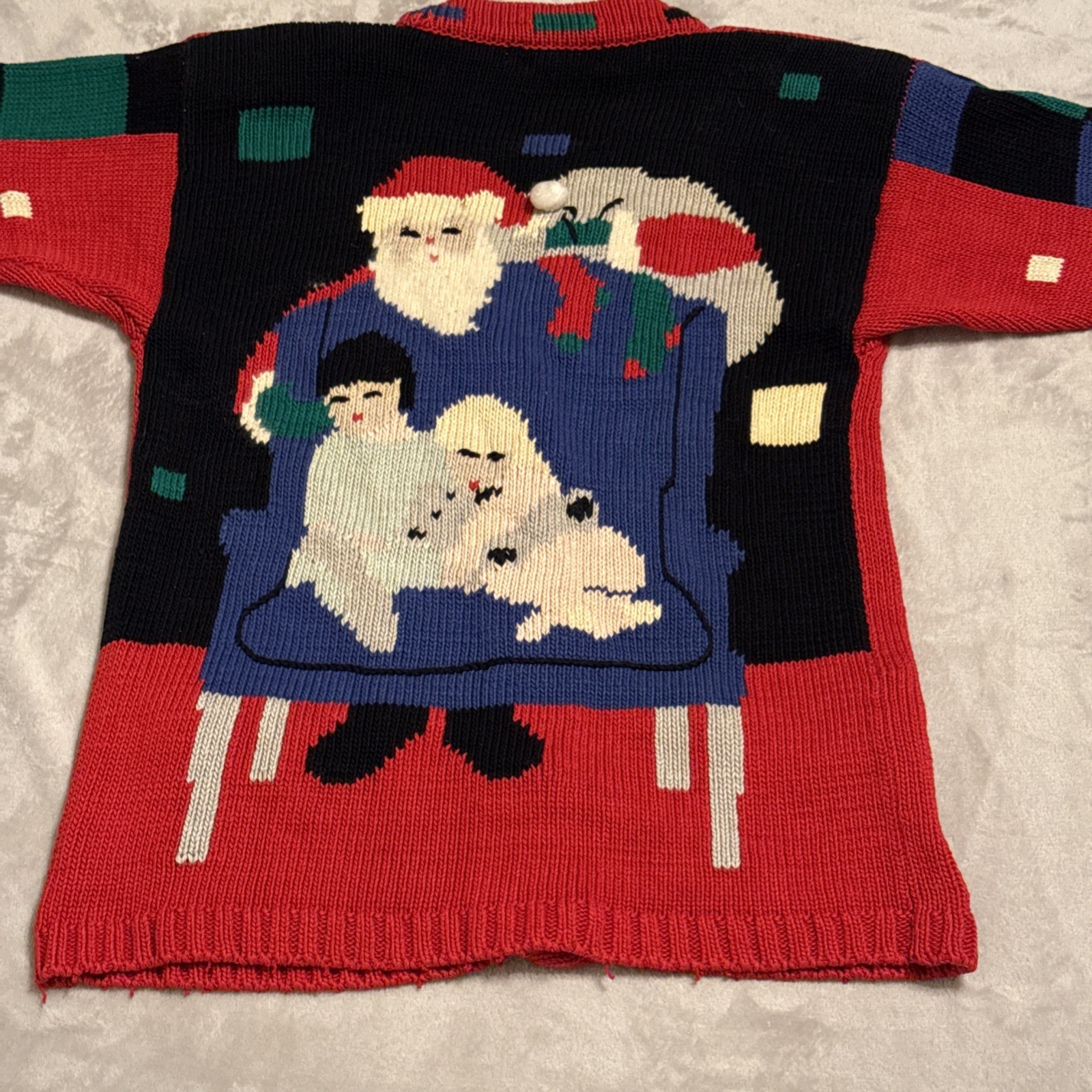 Vintage Lisa Nichols Ugly Christmas Sweater Cardigan Sz S Red Cotton 1988 Santa
