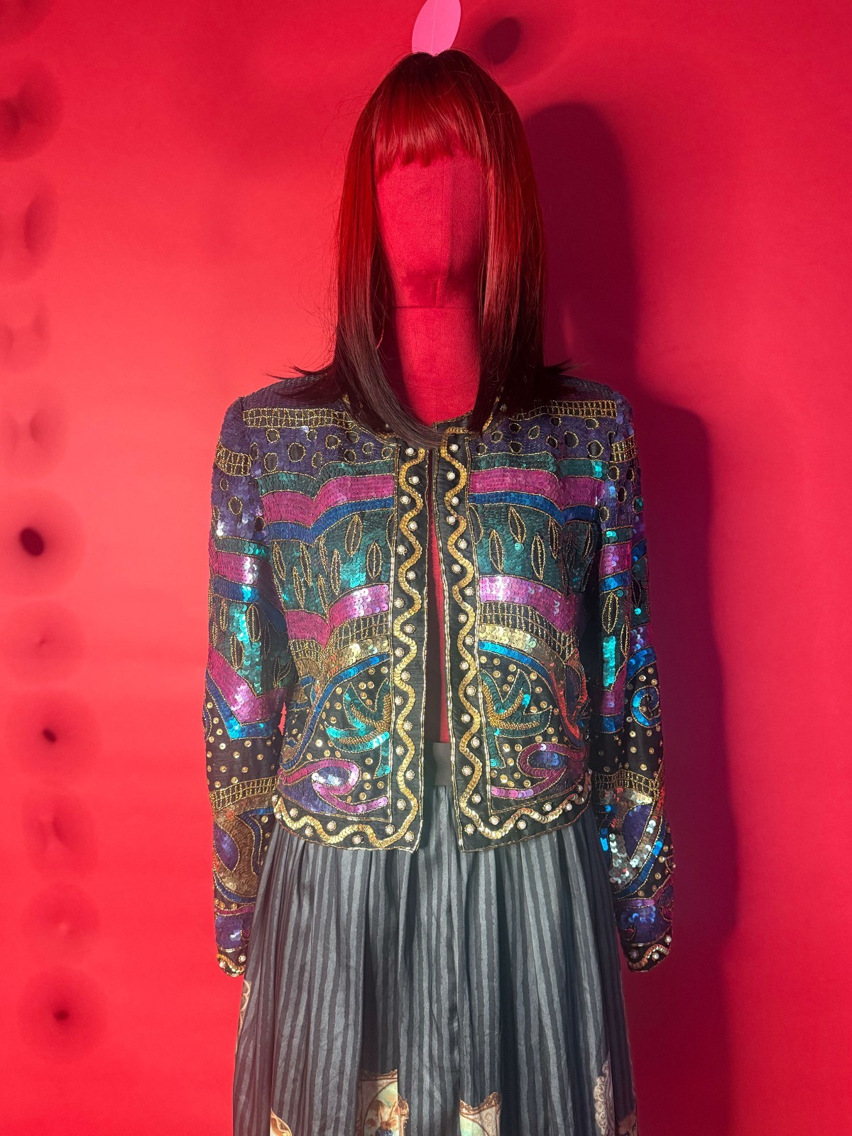 Vintage Laurence Kazar Silk Sequin Blazer – 1980s Art Deco Party Jacket