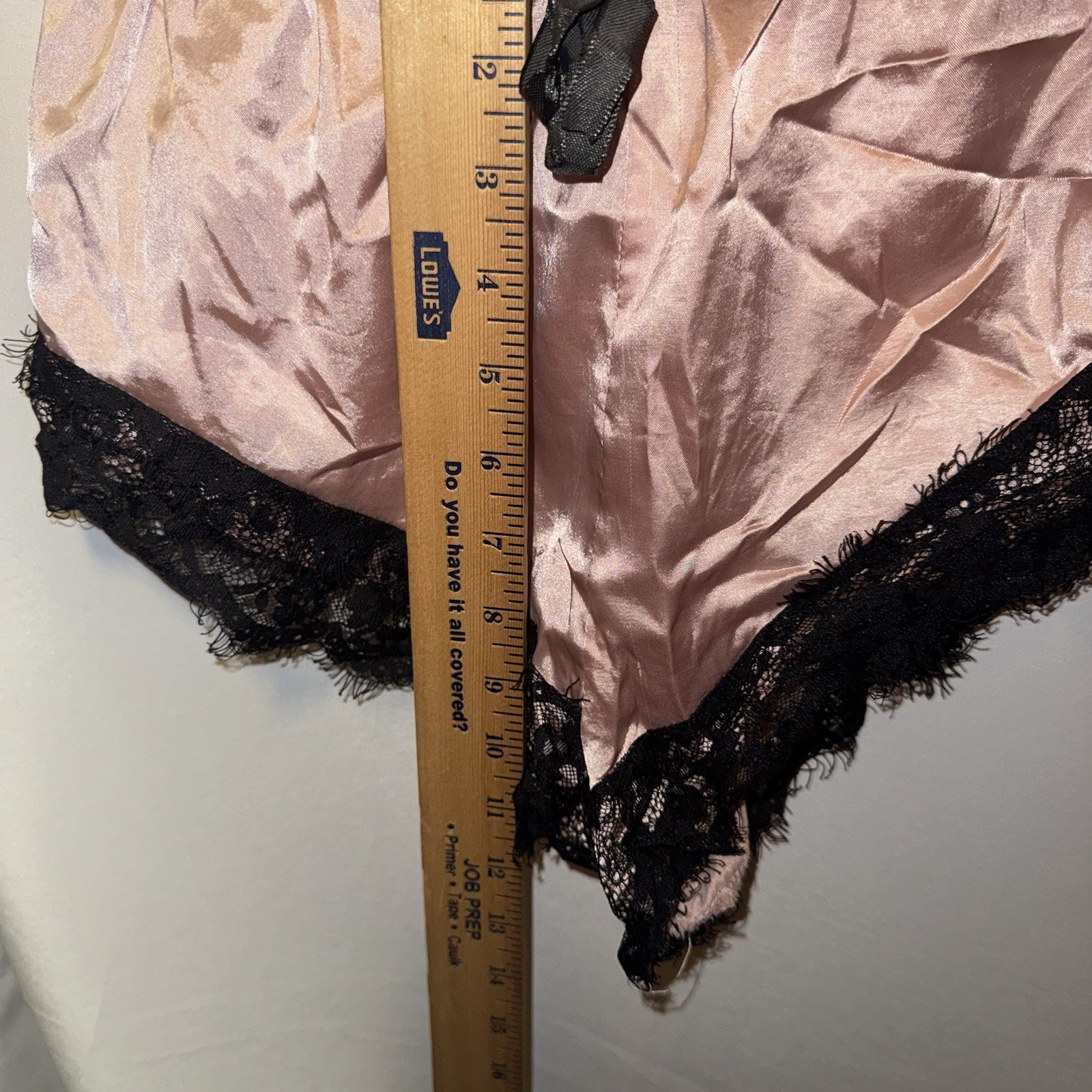 Vintage PJ Shorts Pink Black Lace Feminine Romantic Pajama Medium