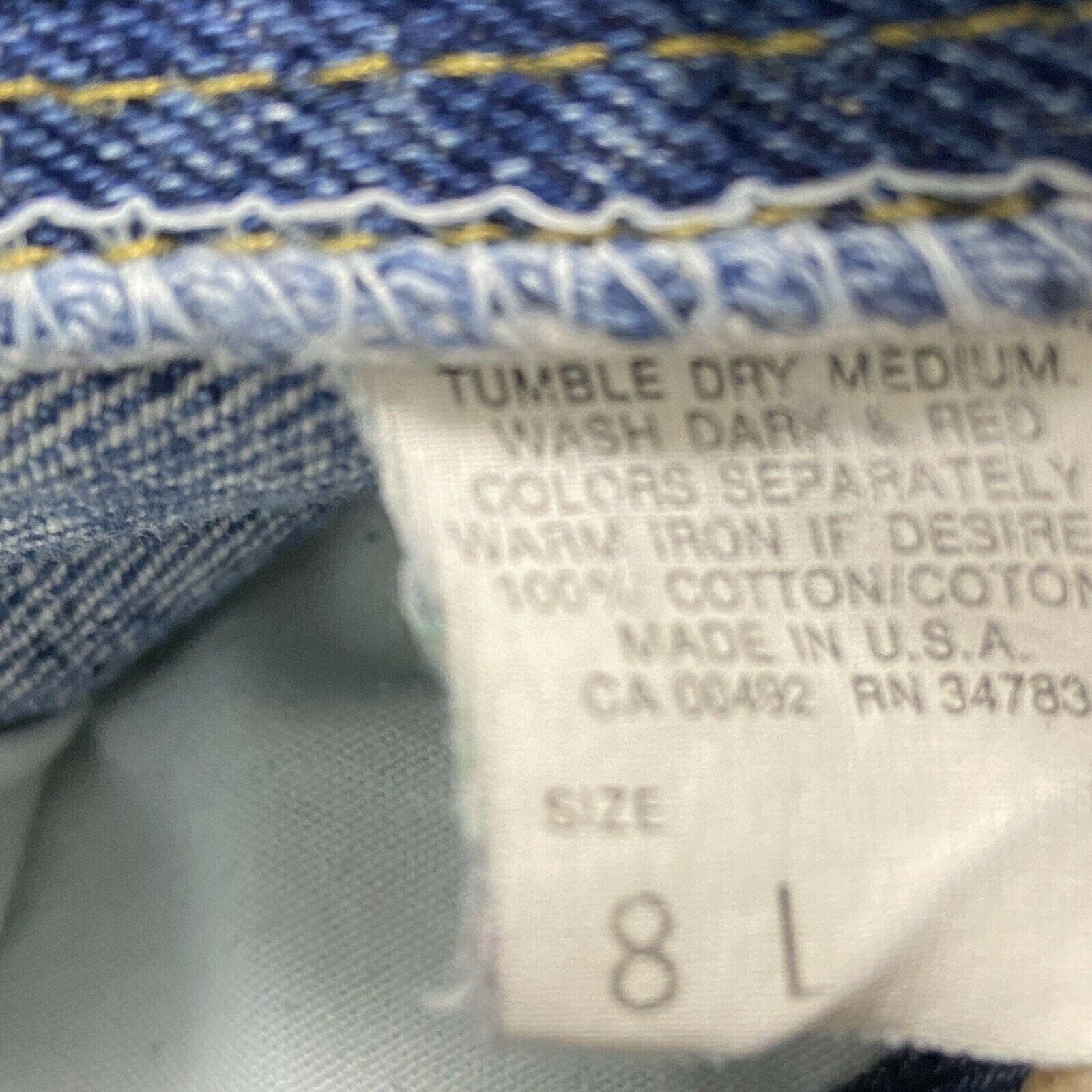 Vtg Lee Mom Jeans Womens 8 Long 100% Cotton High Rise Tapered Leg 27 x 32 USA