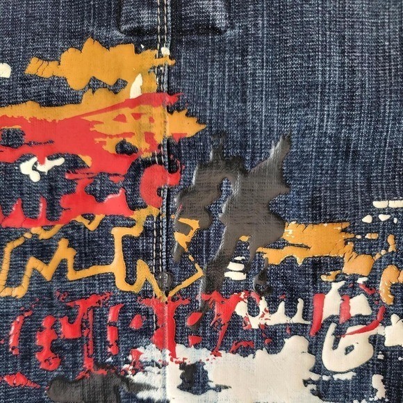 Y2K Vintage Marithé + François Girbaud blue denim jacket with applique.