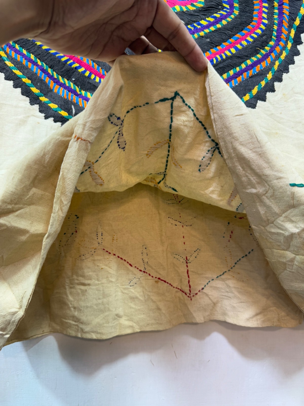 Vintage Beautiful Hand Embroidered Gautemalan San Mateo Huipil 75×72 Cm