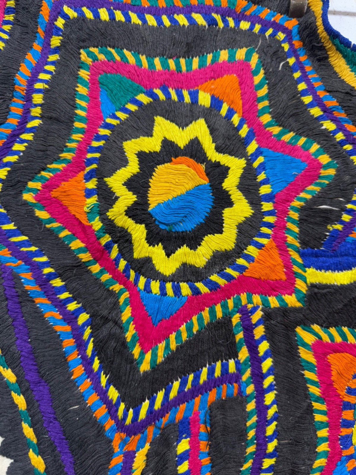 Vintage Beautiful Hand Embroidered Gautemalan San Mateo Huipil 75×72 Cm