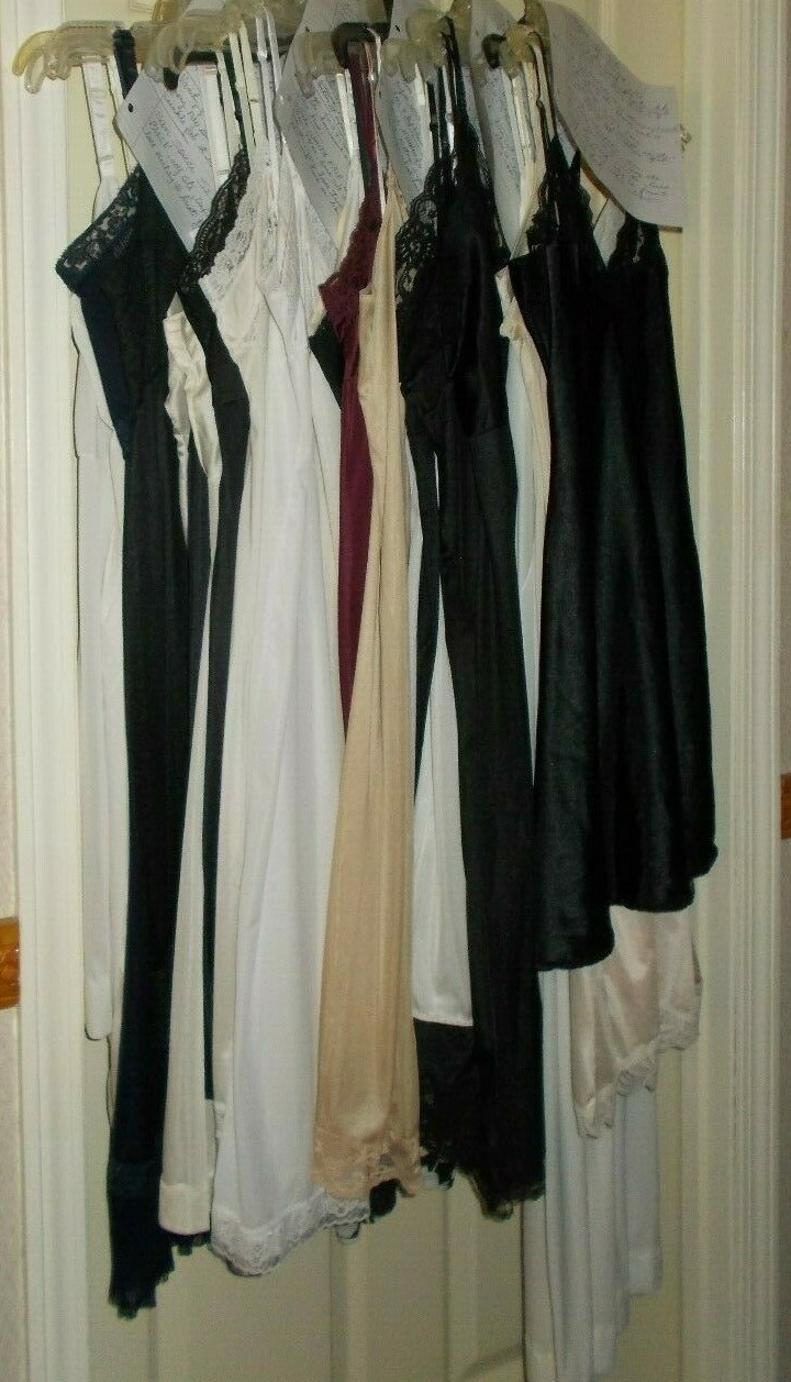 Womens FULL SLIP White Ivory Beige Navy or Black Sm Med Lrg XL Nylon / Cotton