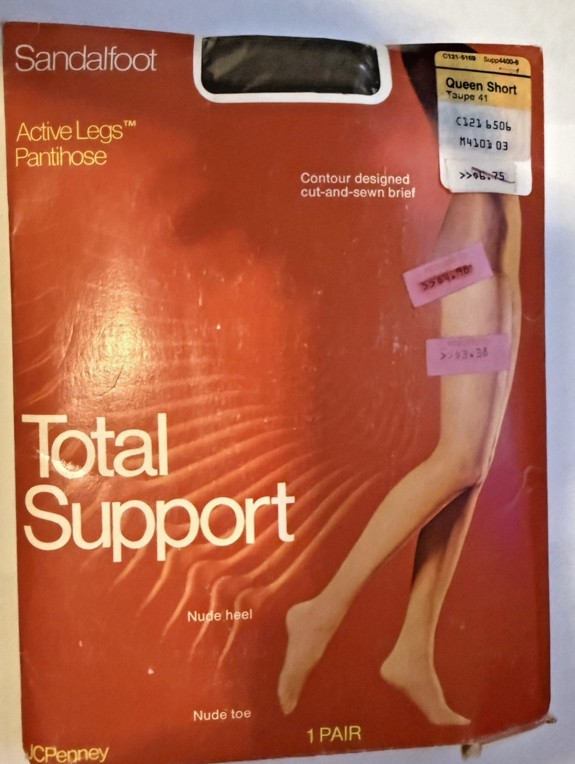Total Support Active Legs Pantyhose Queen SHORT Taupe 41 Sandalfoot Nude HEEL