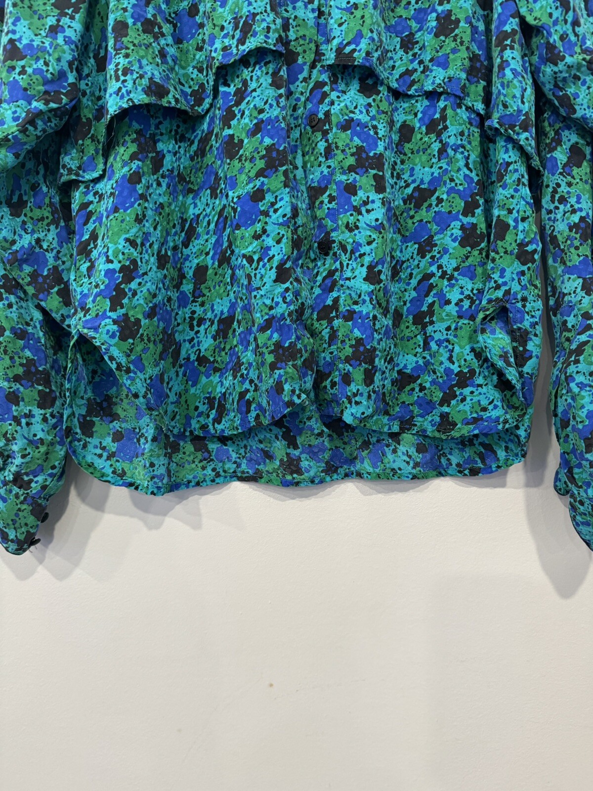 Flora Kung Vintage Top Blue And Green And Black. Size 14