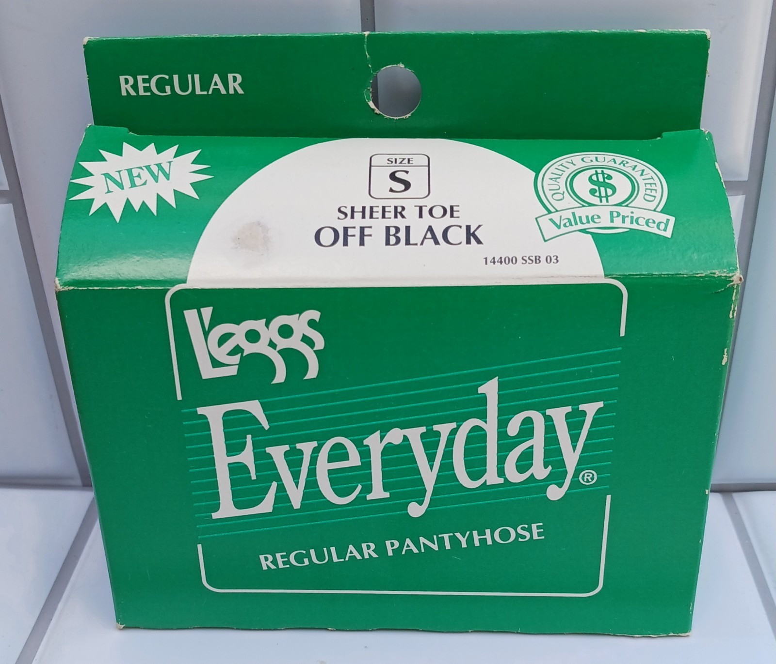 Vintage Pantyhose Leggs Everyday Sheer Toe Off Black Regular Small Hosiery NOS