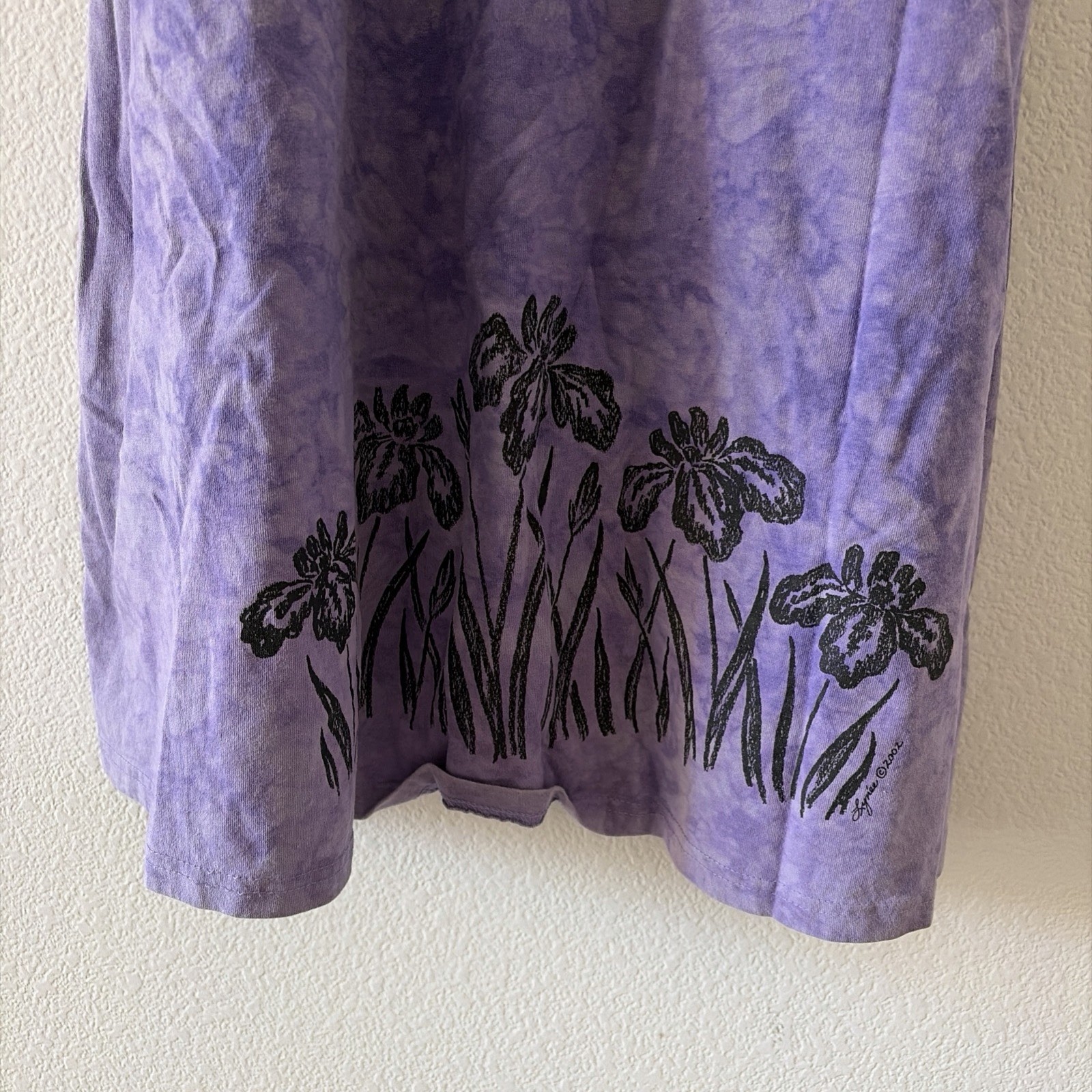 Vintage Cactus Bay by Lynée Tie-Dye Purple Flower Long Maxi T-Shirt Dress Size M