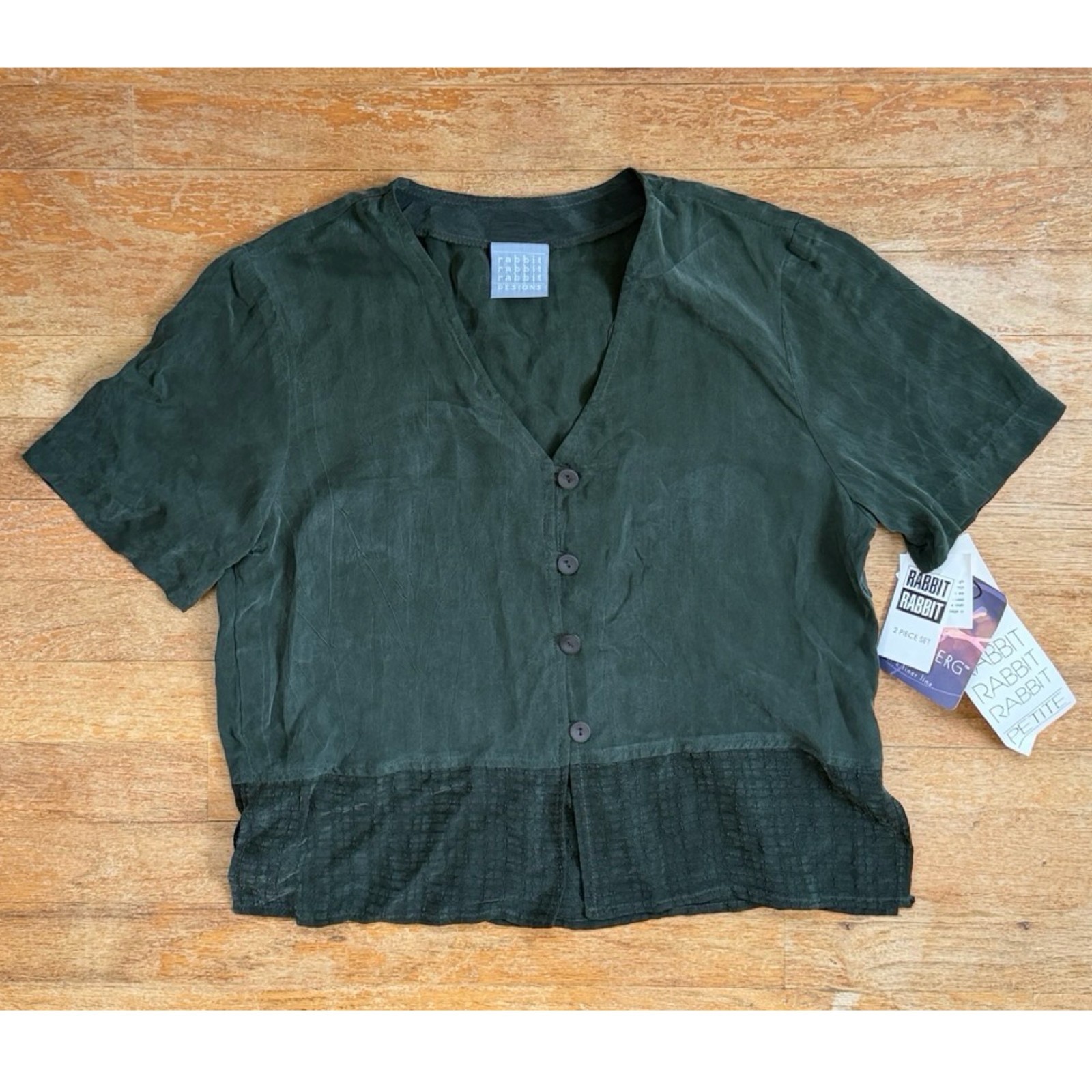 Vintage Green Dress & Top Set Size Small 90s Bember Rayon Co Ord Oufit Set Maxi
