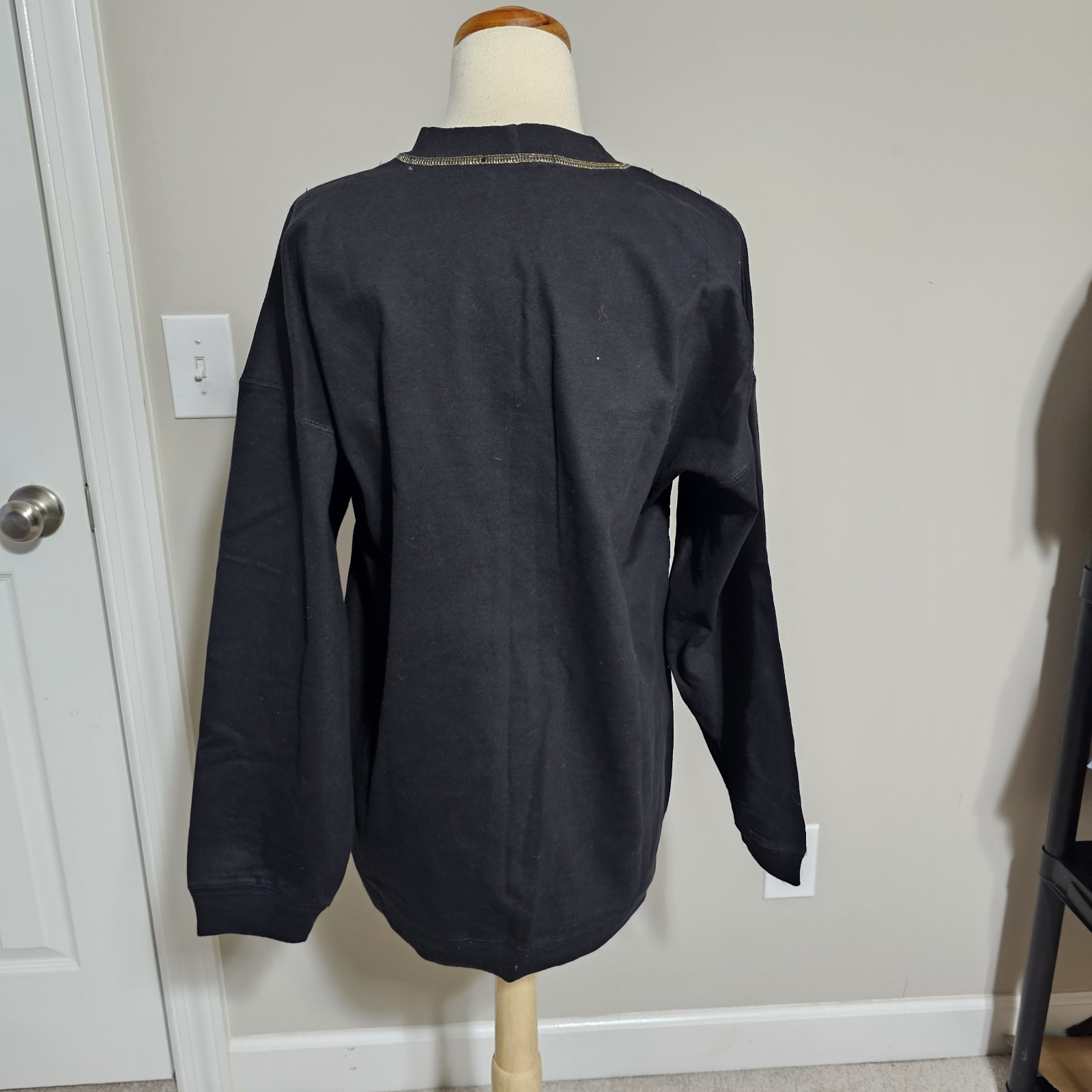 Vtg Christian de Castelnau Bow Frog Closure Sweatshirt L