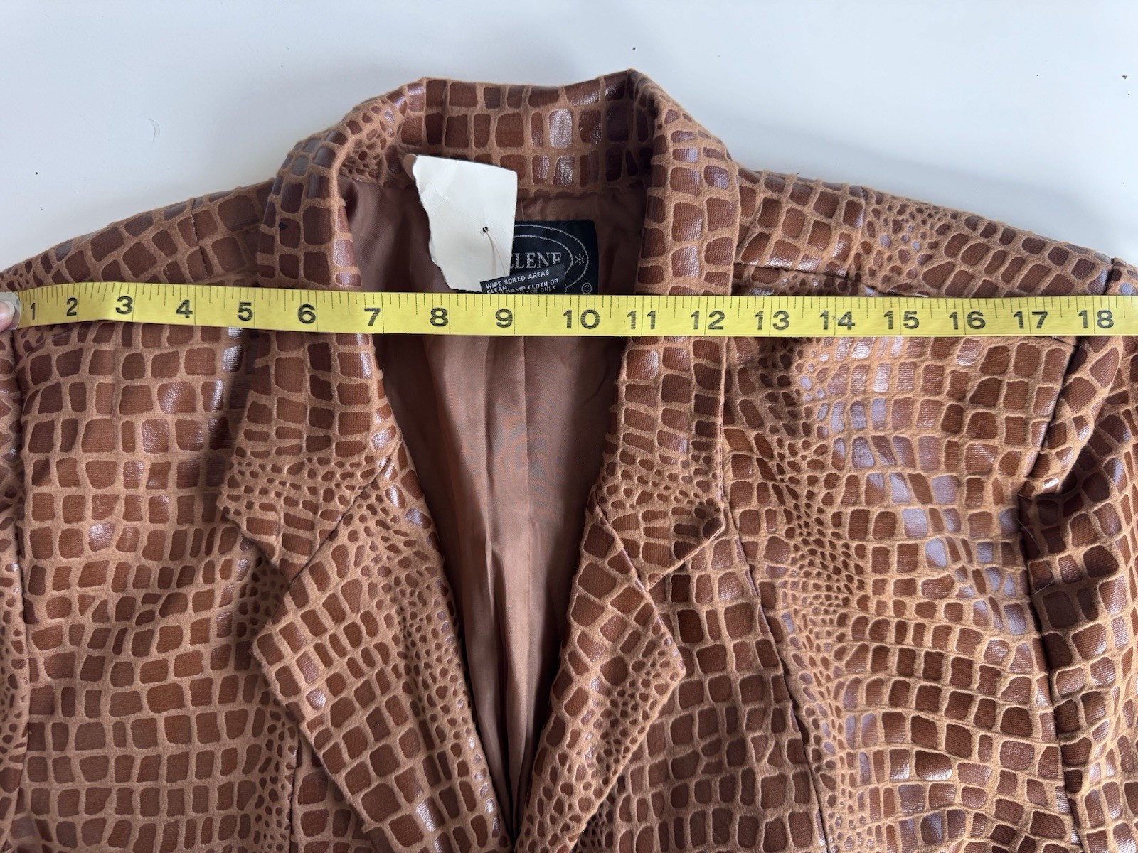 Vintage 90s Selene brown faux patent leather Mod giraffe print blazer jacket 2X