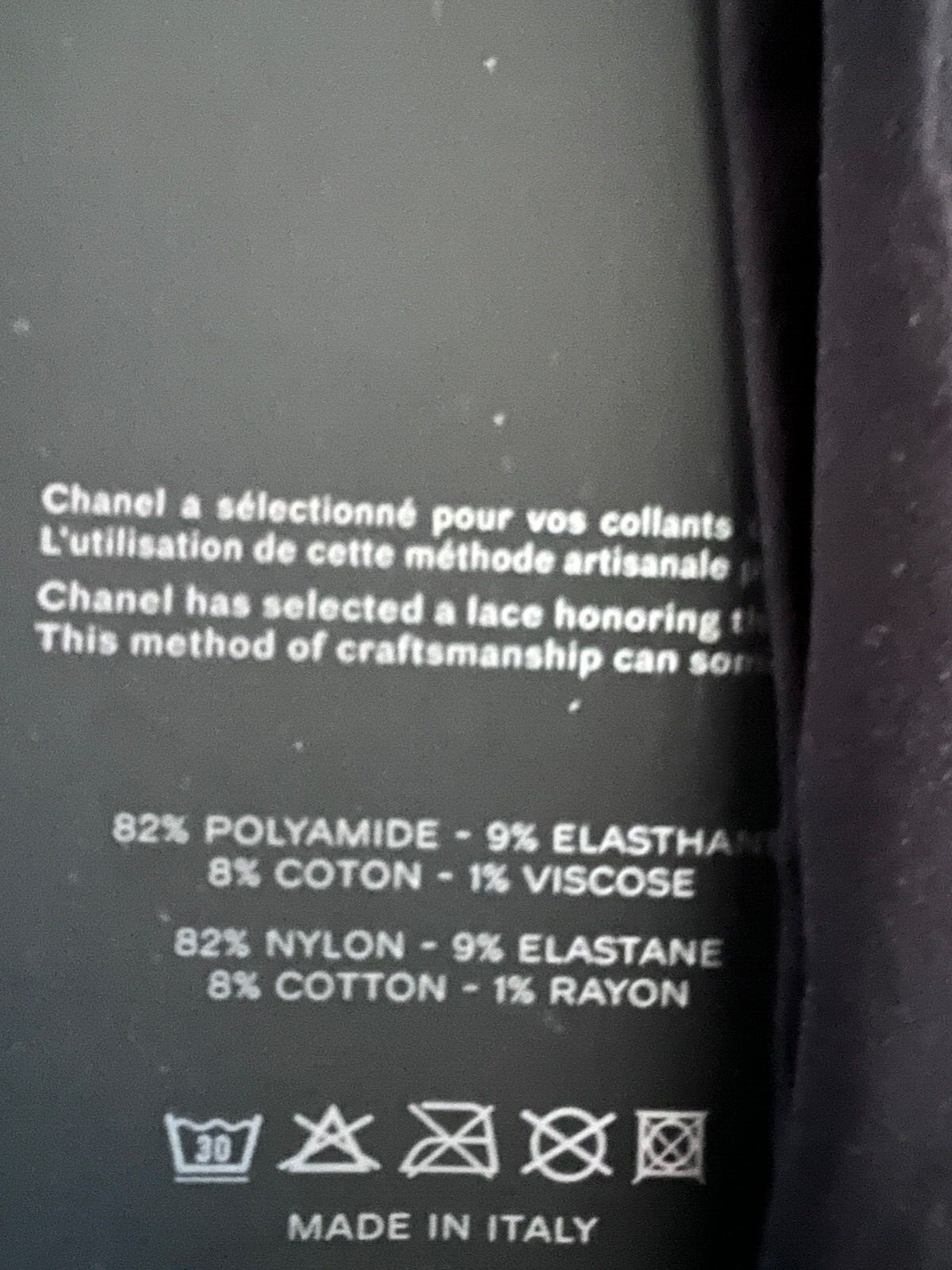 CHANEL 08A VINTAGE COCO CHANEL BLACK BEADED STOCKINGS Gold CC Size S FR34-36-38