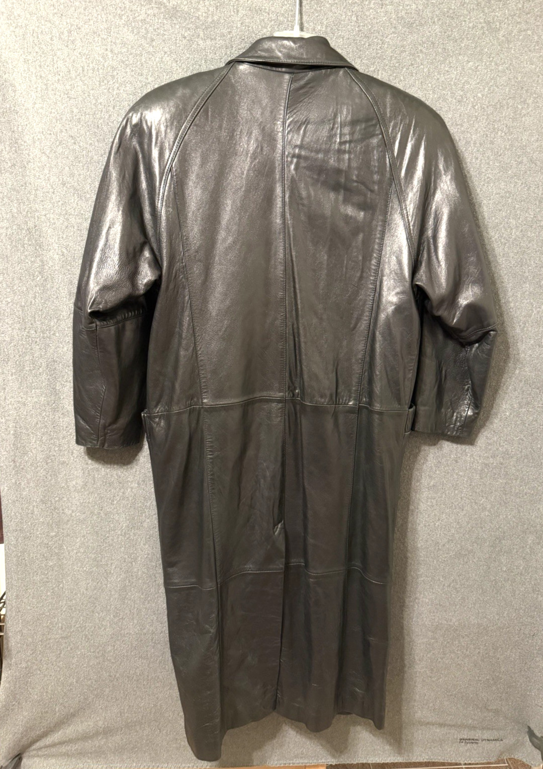 PELLE Black Leather Lined Trench Coat Size Medium Vintage 1980s