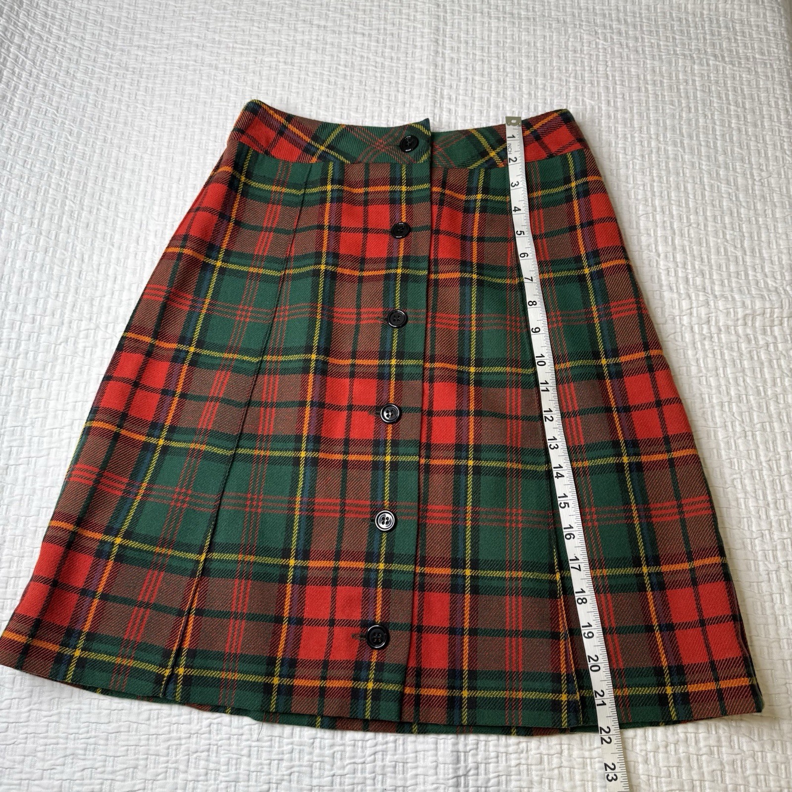Vtg. Agile Florence Walsh Red Green Plaid Tartan A – Skirt Wool Size 8 Lined