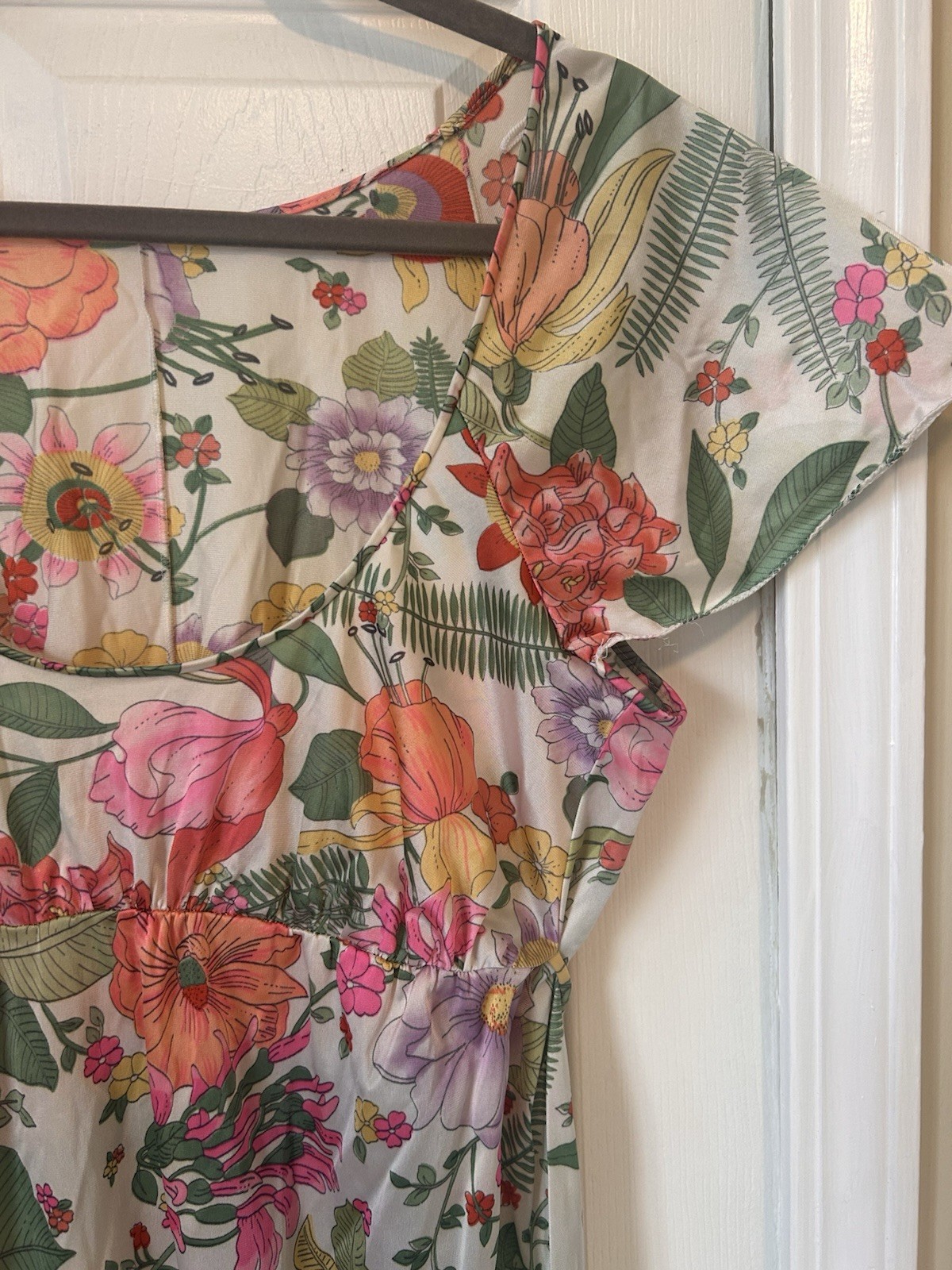 Vintage 1970s Nightgown/Slip Dress Floral Festival Wear/NIGHT OUT