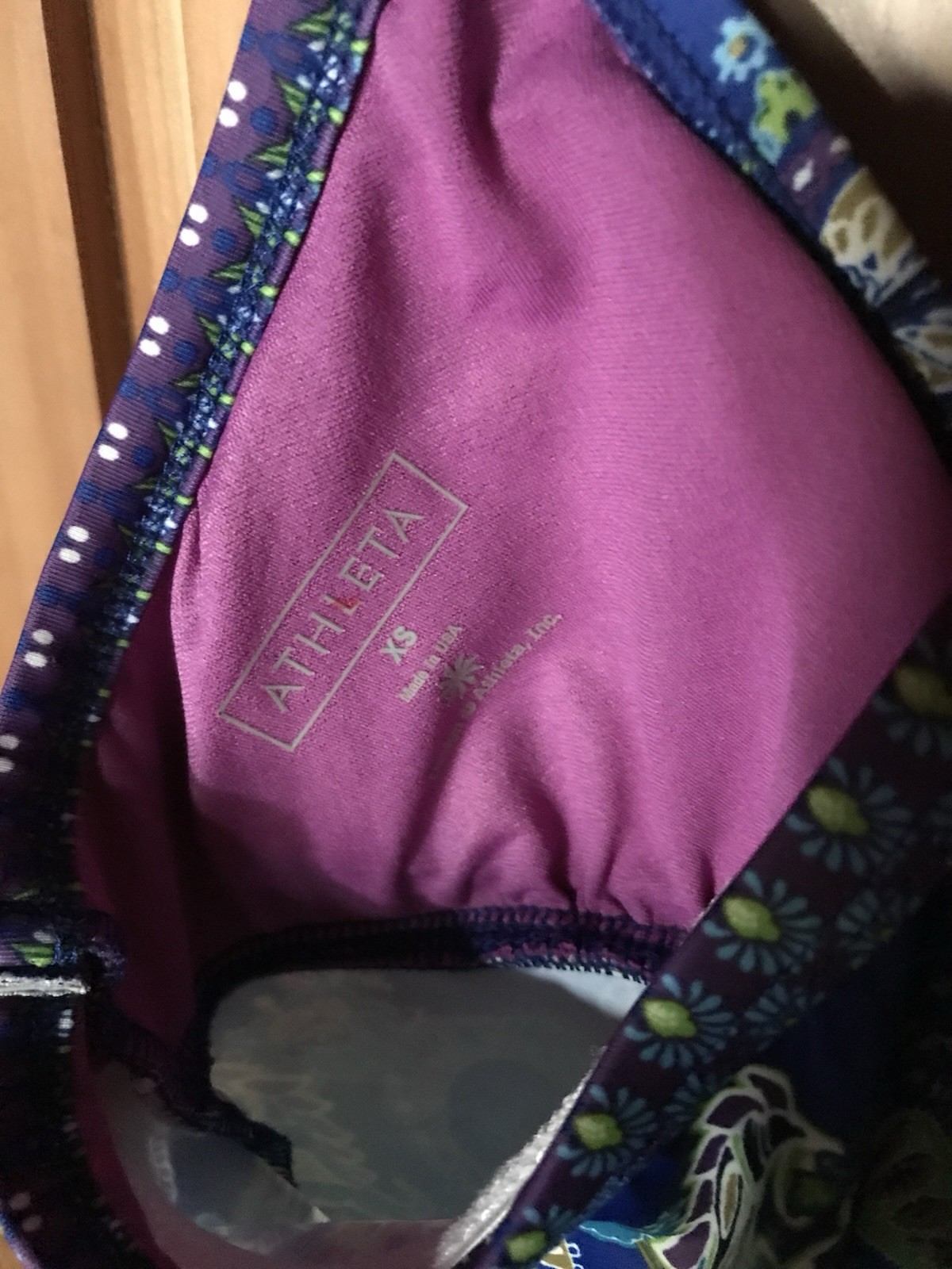 Vintage ATHLETA Blue Paisley Multi Color Tankini Racerback Top XS Rare Find!