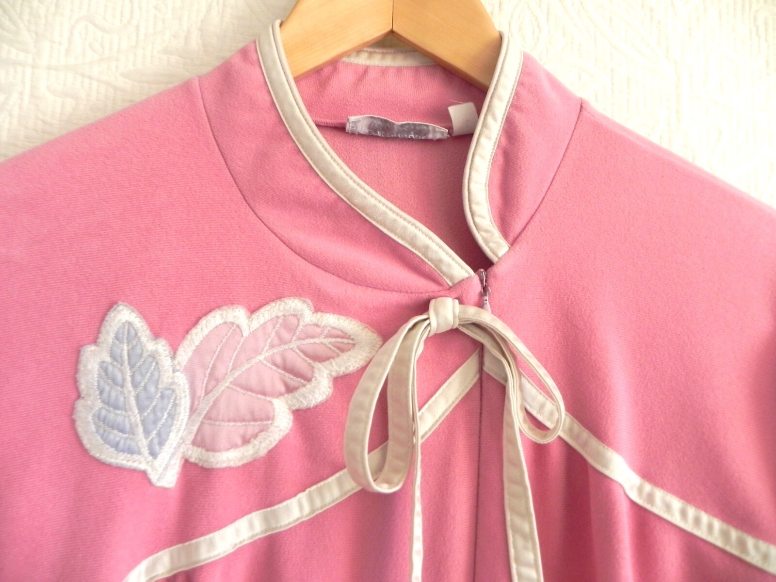 Avantique RARE Robe/Coverup Pink Velour Maxi Long Sleeve 3/4 Zip Pockets Size L