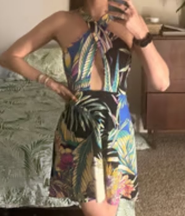 Mara Hoffman Halter Skater Style Dress In Viva Tropical Print Size L