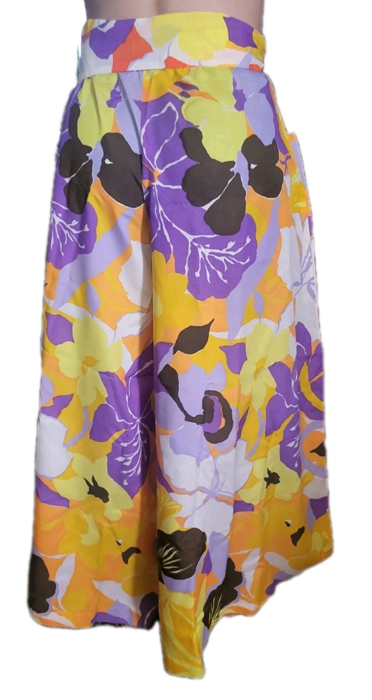 Retro vintage hippy glamour groovy yellow purple orange palazoo pants womens 9