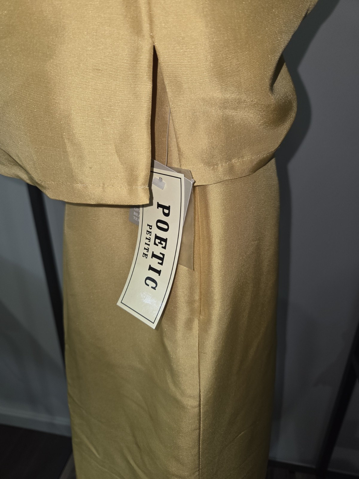 Vintage sz 8 Poetic Petite Gold Silk Outfit Sheer Pineapple Blouse Shell Pants