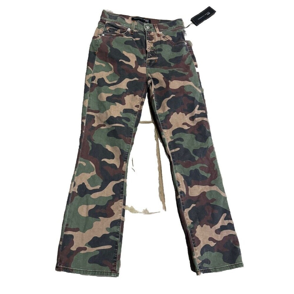 NWT $298 Veronica Beard Carly Kick Flare High Rise Jeans Camo Women’s 26