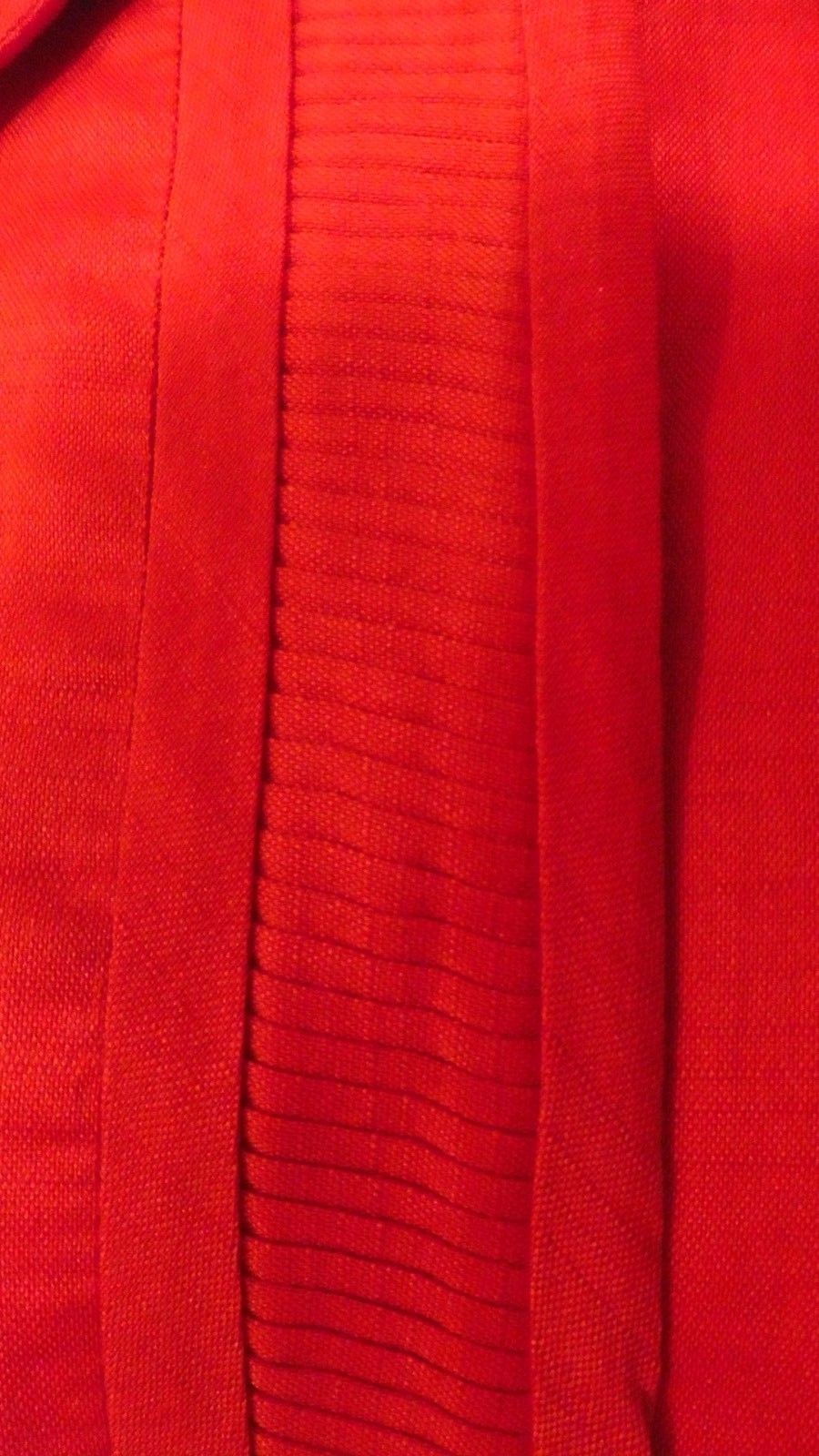 40s Red Linen Shirt Dress w/ Pleat Accents by Charles Hymen sz L 42x34x46