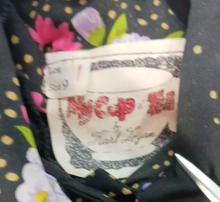 Vintage Karl Logan Long Sleeve Shirt My Cup Of Tea Black & Floral Size 9