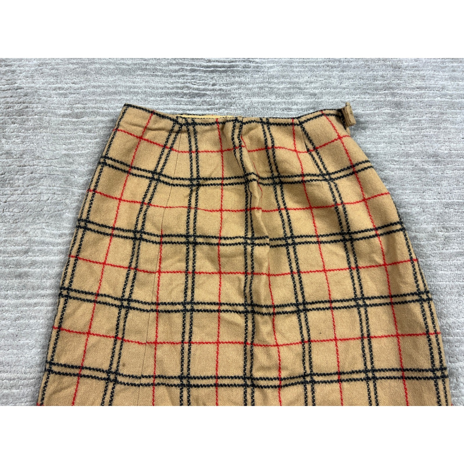 Corner House Skirt Womens 8 Tan Plaid A-Line Vintage Quakertown Wool Blend Check