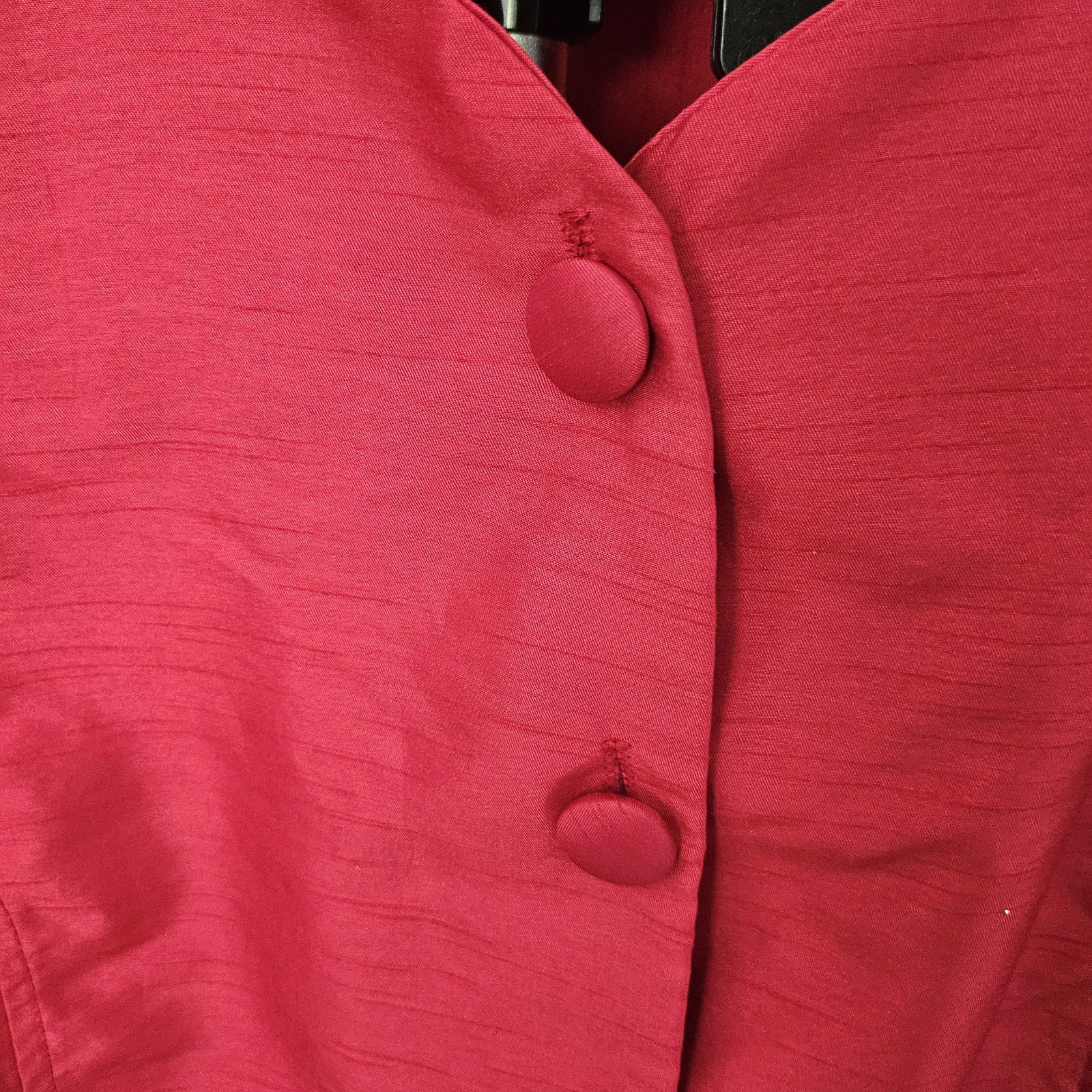Vintage Sicari Red Button Up Short Sleeve 18W With Shoulder Pads 100% Polyester