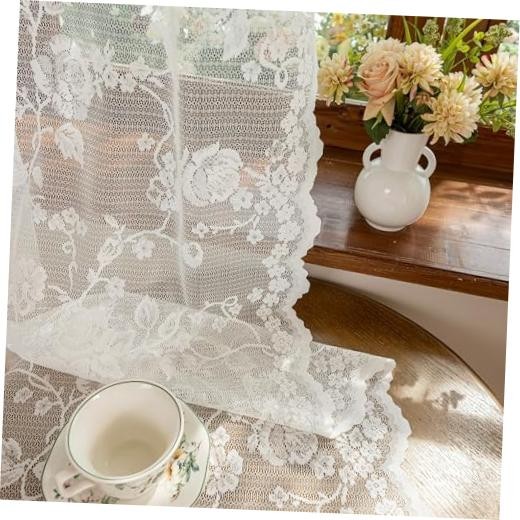 Lace French 84 Inches Long-Romantic Branch and 52″W x 84″L (Pack of 2) Ivory