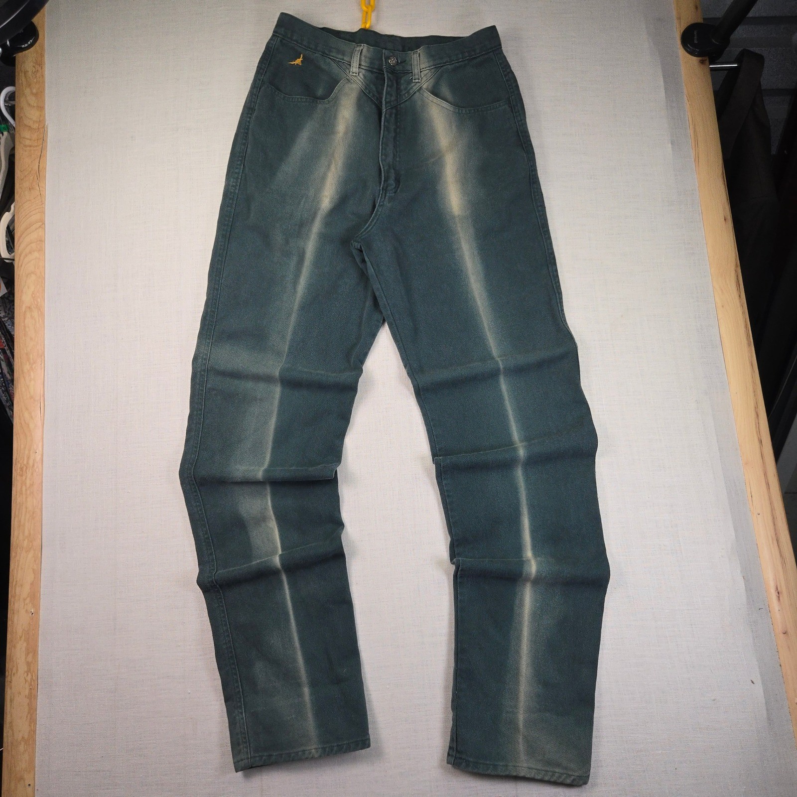 VTG Jewells Classic Jeans 13 Long 33×36″ Green Womens High Waist Western USA EUC