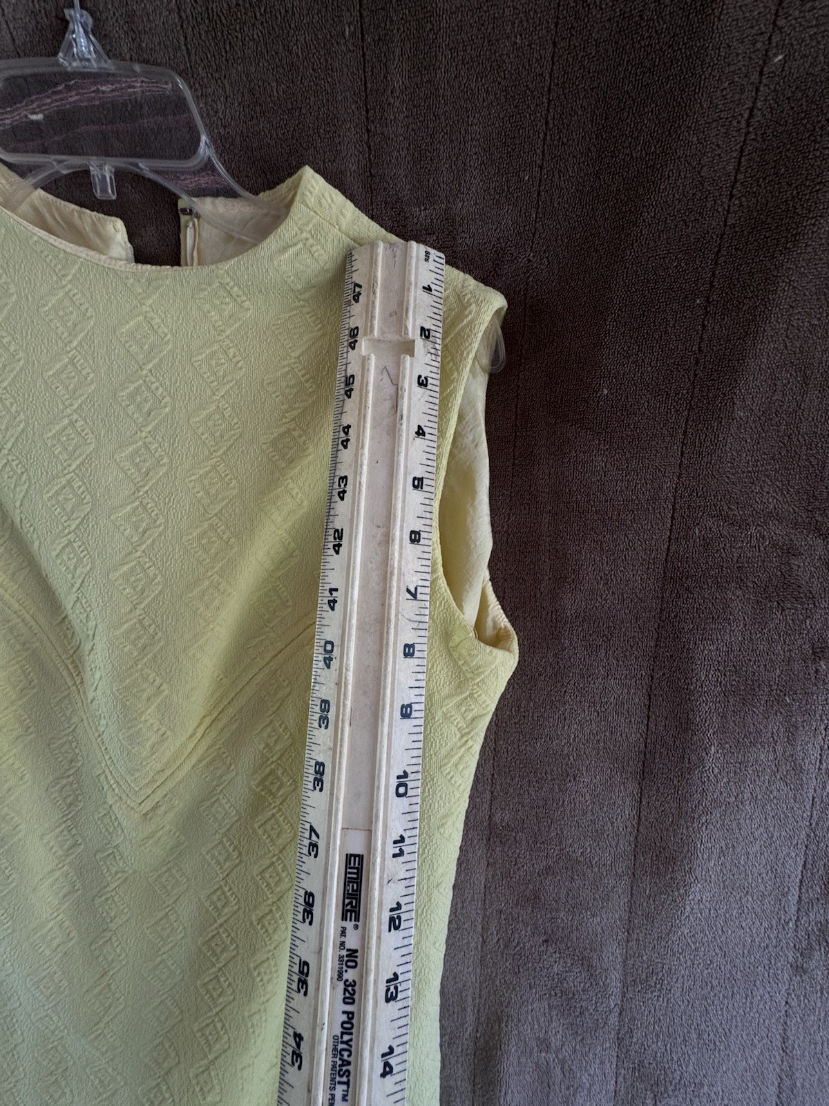 Vtg Solid Yellow sleeveless Polyester Pencil Dress sz M 12-14