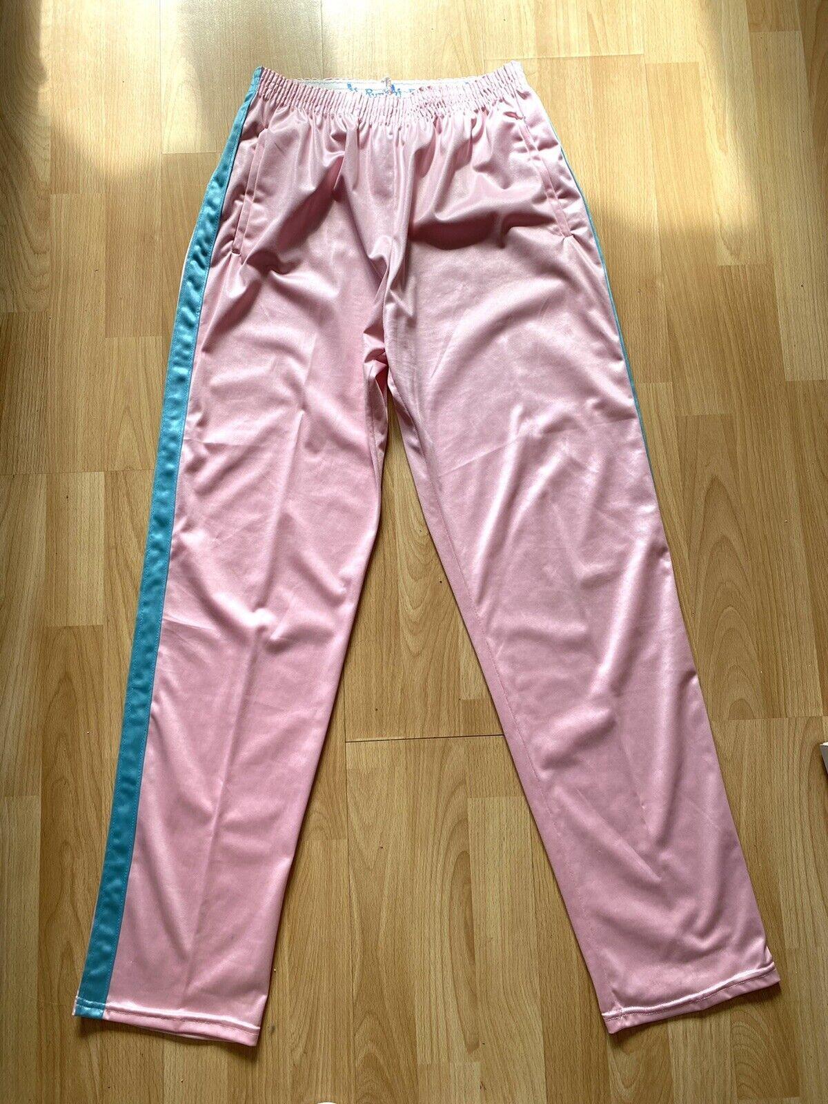 Vintage Funky Sweatpants Womens Sz 48/L Neon Pink Track Pant Shiny Shiny 90s
