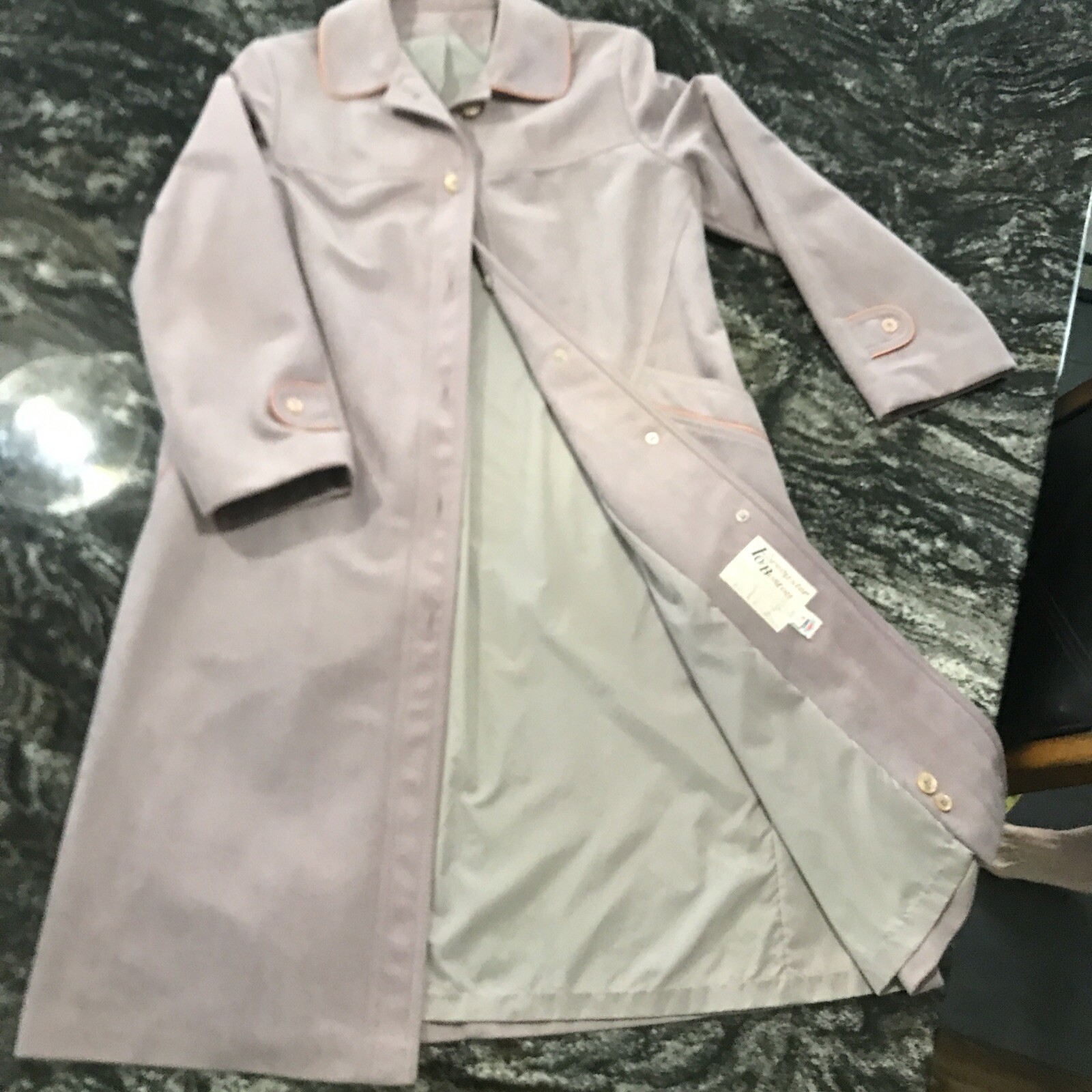 1960s Mod Coat Jacket Soft Gray Purple Forecaster Of Boston Rain Trench 7/8