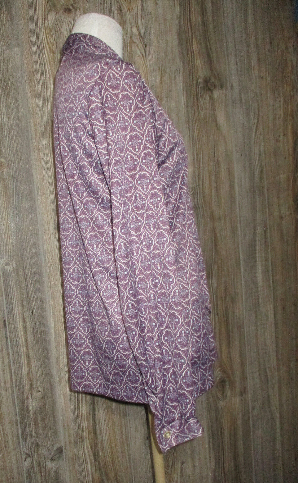 Vitg 80s Cape Cod Match Mates Purple Print Long Slv Top Size 14 Made in USA