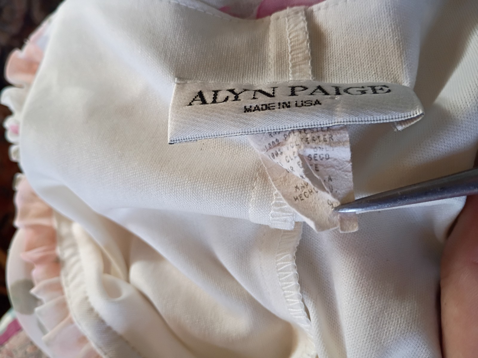 Vtg ALYN PAIGE Dress USA Made Sz 9? M/L Floral Frilly Lined Pretty In Pink PROM