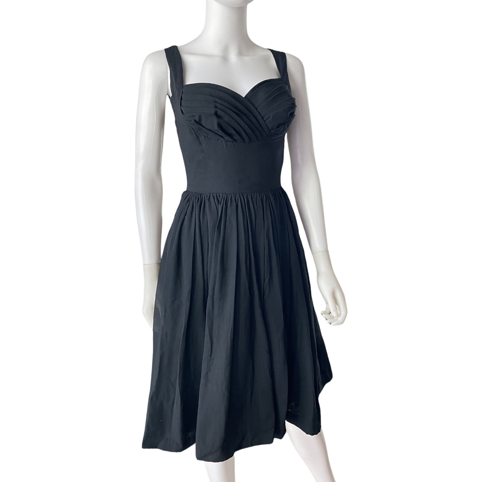 Vintage 50s Jay Herbert Little Black Dress Sz S/M, Rockabilly, Full Skirt