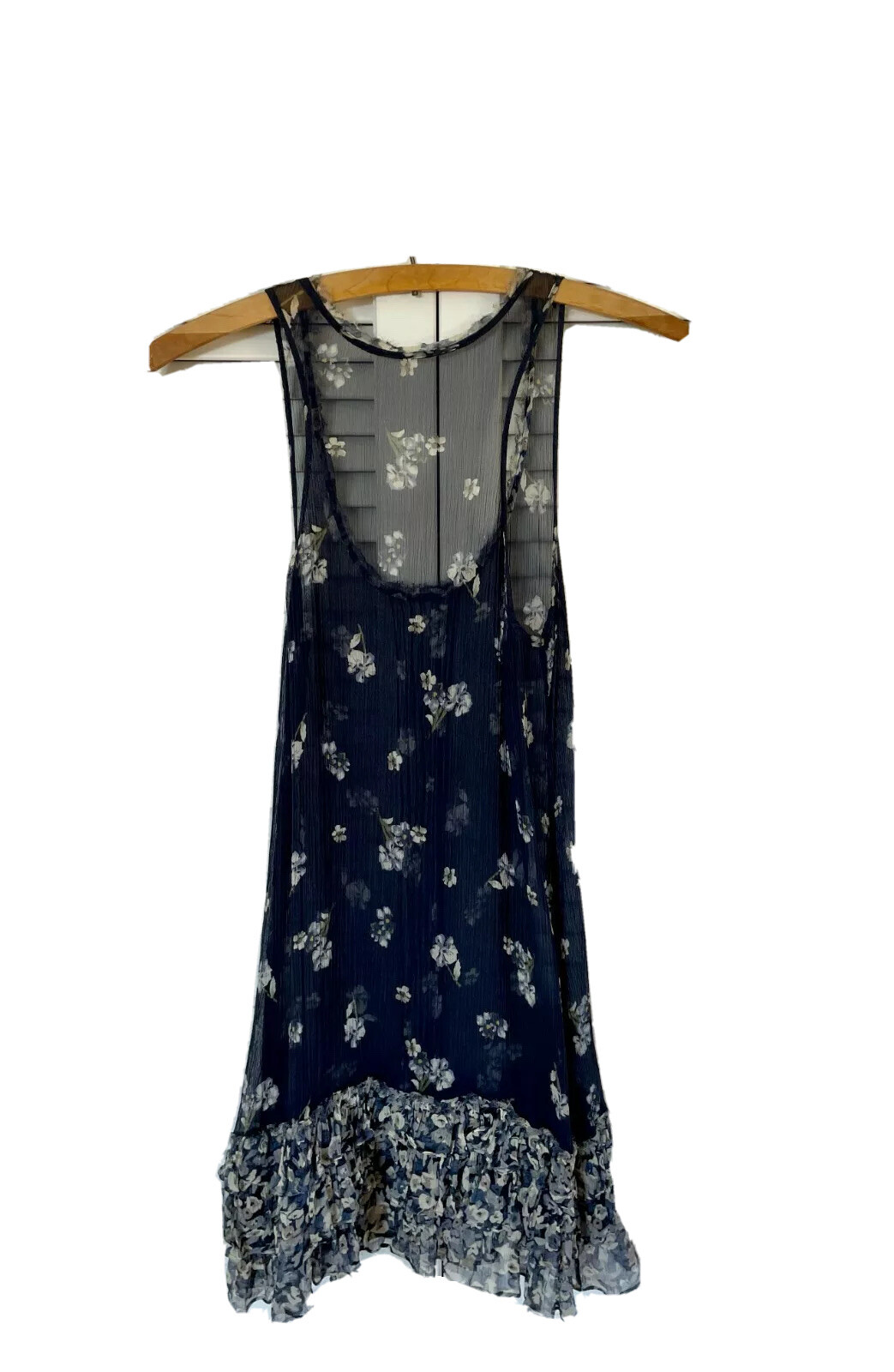 Vintage Sheer Blue Floral Summer Dress/Cover-Up