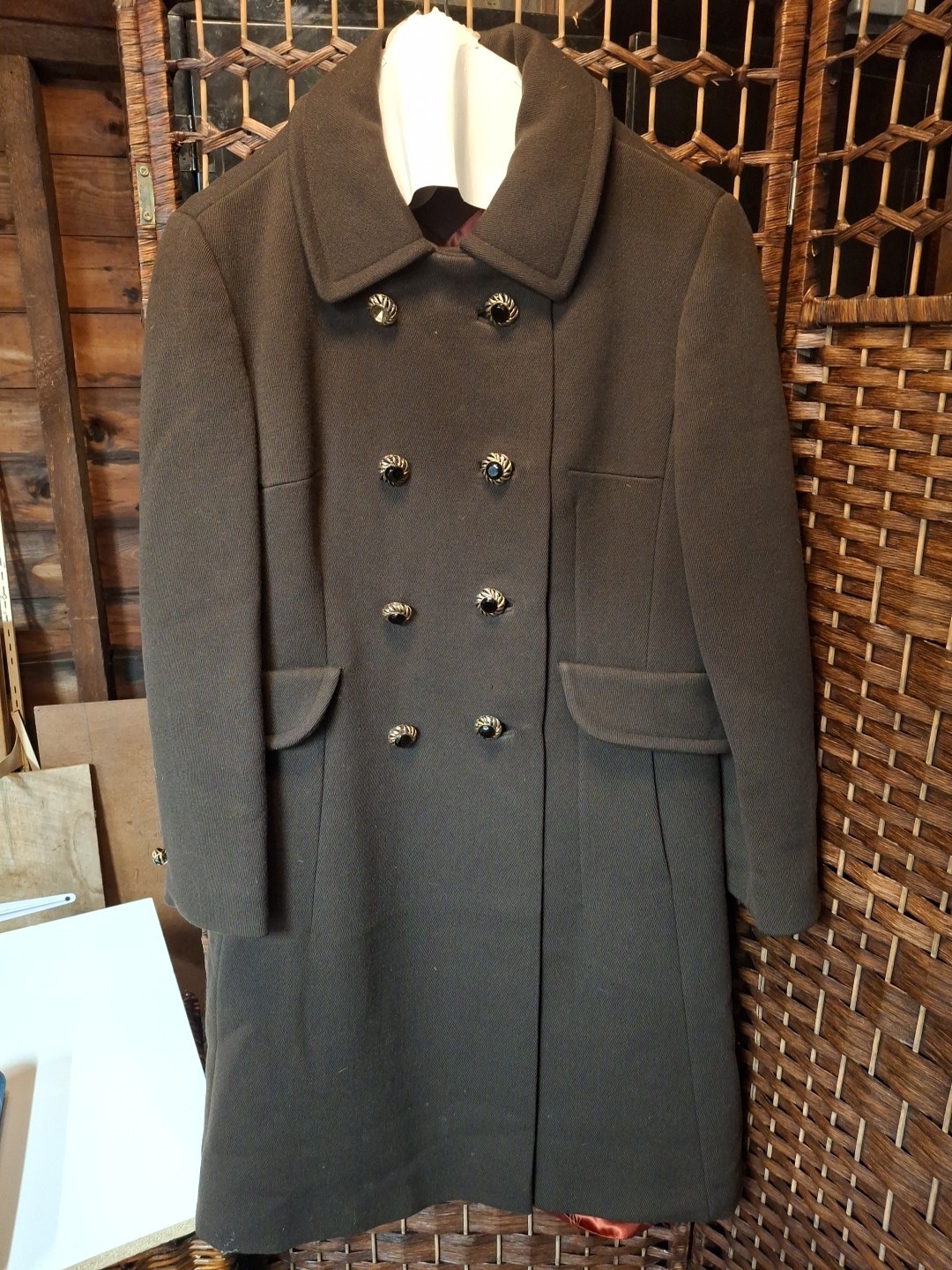 VTG 60’s Forstmann Stevens Fabric Women’s Brown Doublebreasted Wool Heavy Coat
